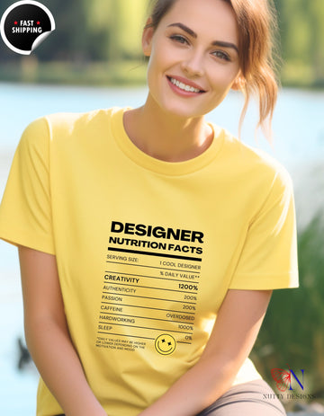 Designer Nutrition Facts Shirt, Funny Designer Shirt, Creativity Shirt, Design Shirt, Creative Shirt, Creative Drive Shirt unisex Shirt