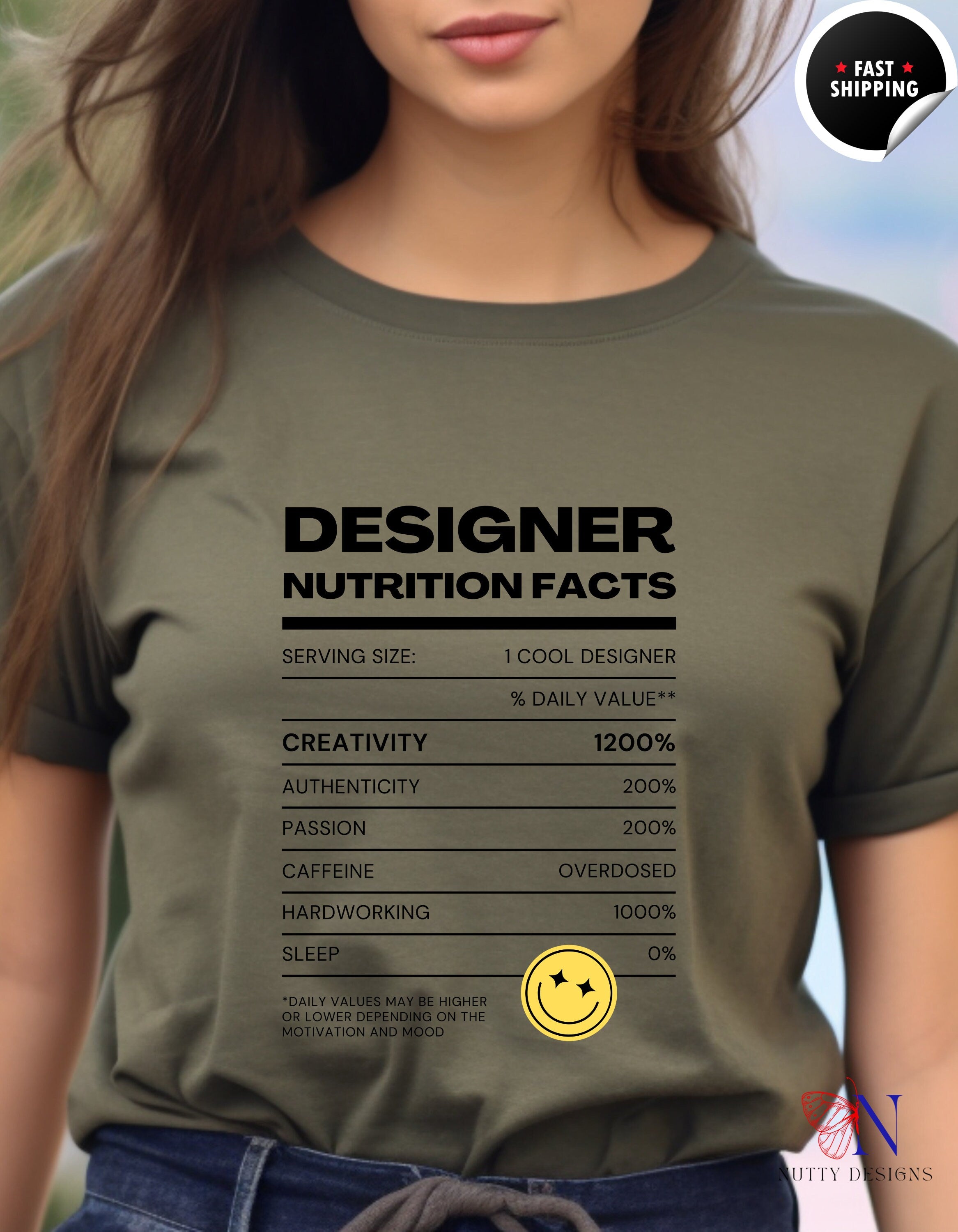 Designer Nutrition Facts Shirt, Funny Designer Shirt, Creativity Shirt, Design Shirt, Creative Shirt, Creative Drive Shirt unisex Shirt