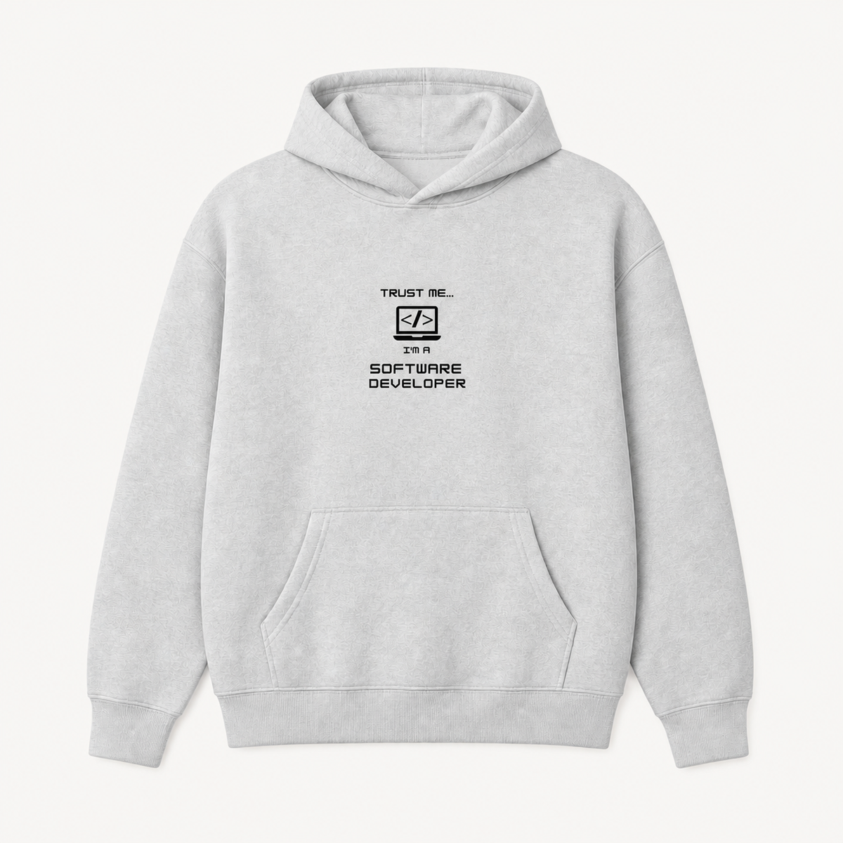 Trust Me I am a Software Developer coding graphic sport grey hoodie front product image