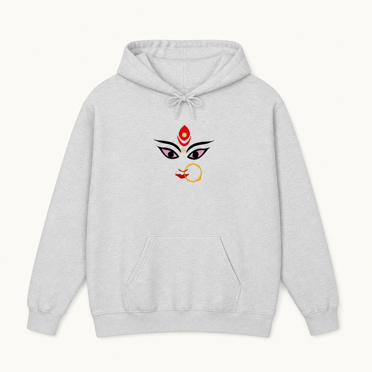 Goddess Durga Bengali eyes graphic sport grey hoodie front product image