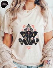 Ganesha Graphic T-Shirt | Cute Gift for Diwali, Navratri & Durga Pooja | Hindu Religion Apparel