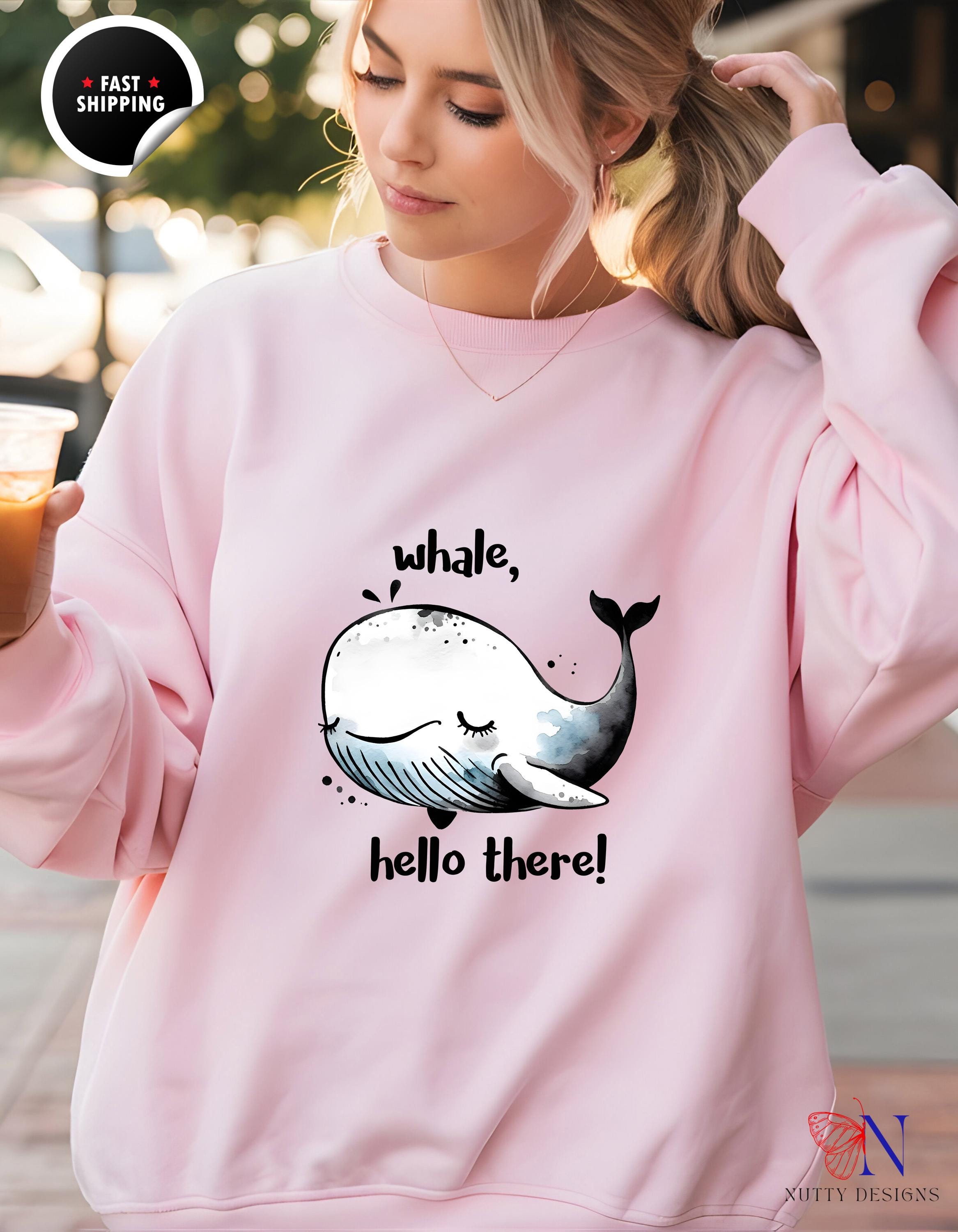 Whale sweatshirt Hello There Watercolor Style Sweatshirt | Cute Ocean-Inspired Pullover | Unique Gift for Sea Lovers & Art Enthusiasts