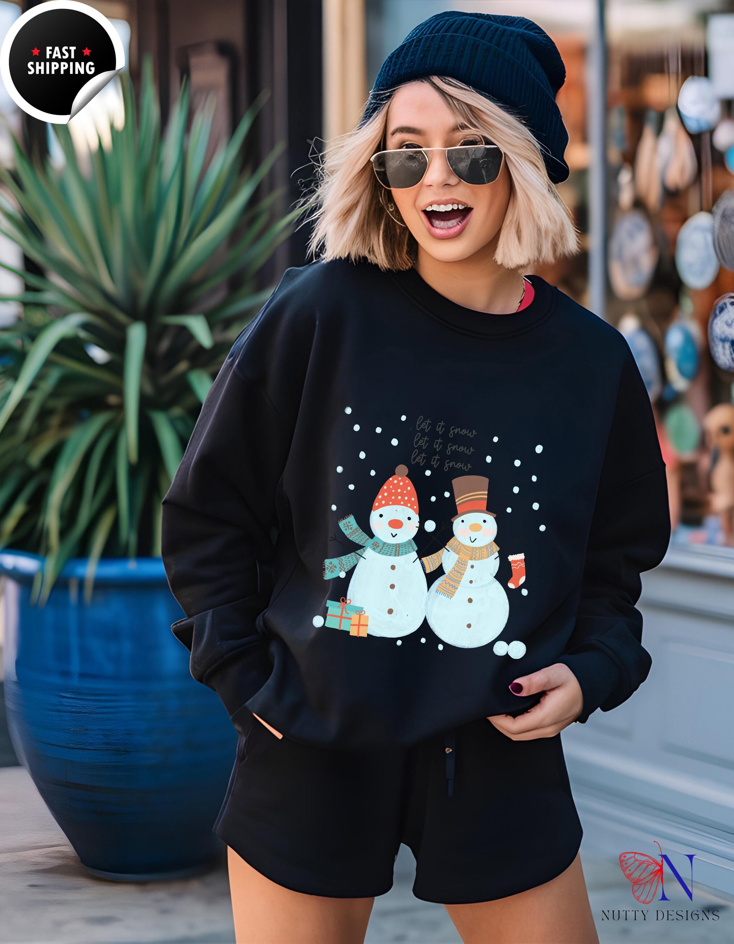 Let It Snow Sweatshirt | Cute Snowmen Winter Sweatshirt | Cozy Winter Apparel | Holiday Gift for Her