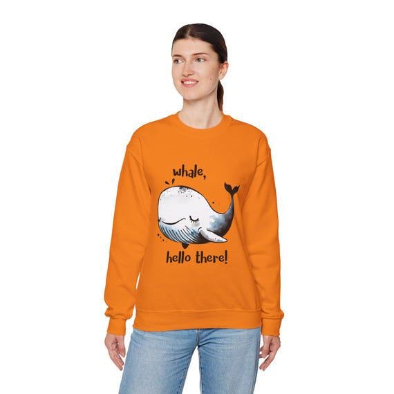 Whale sweatshirt Hello There Watercolor Style Sweatshirt | Cute Ocean-Inspired Pullover | Unique Gift for Sea Lovers & Art Enthusiasts