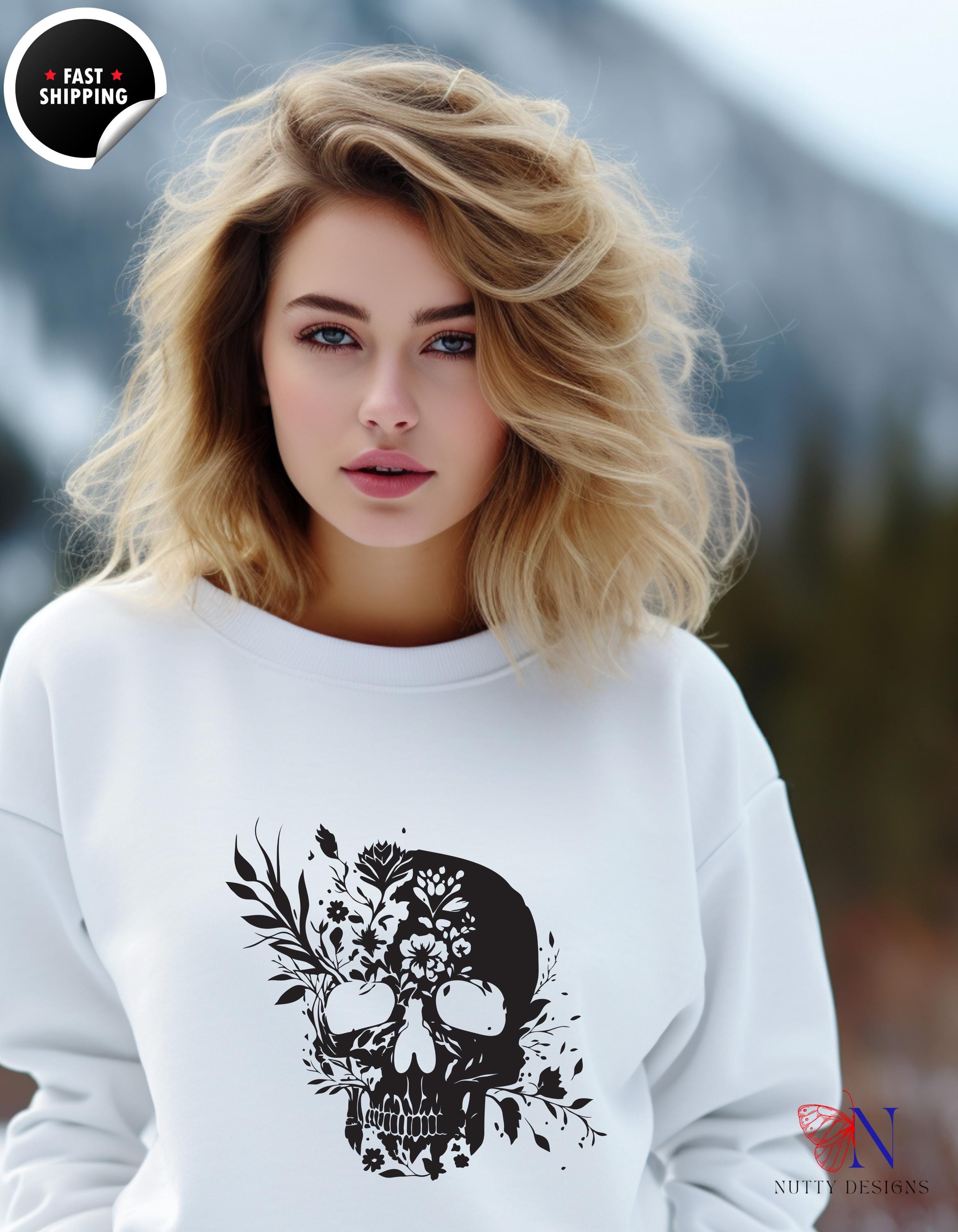 Skull Growing Flowers Sweatshirt | Unique Floral Design | Cozy Graphic Hoodie for Nature Lovers & Trendsetters