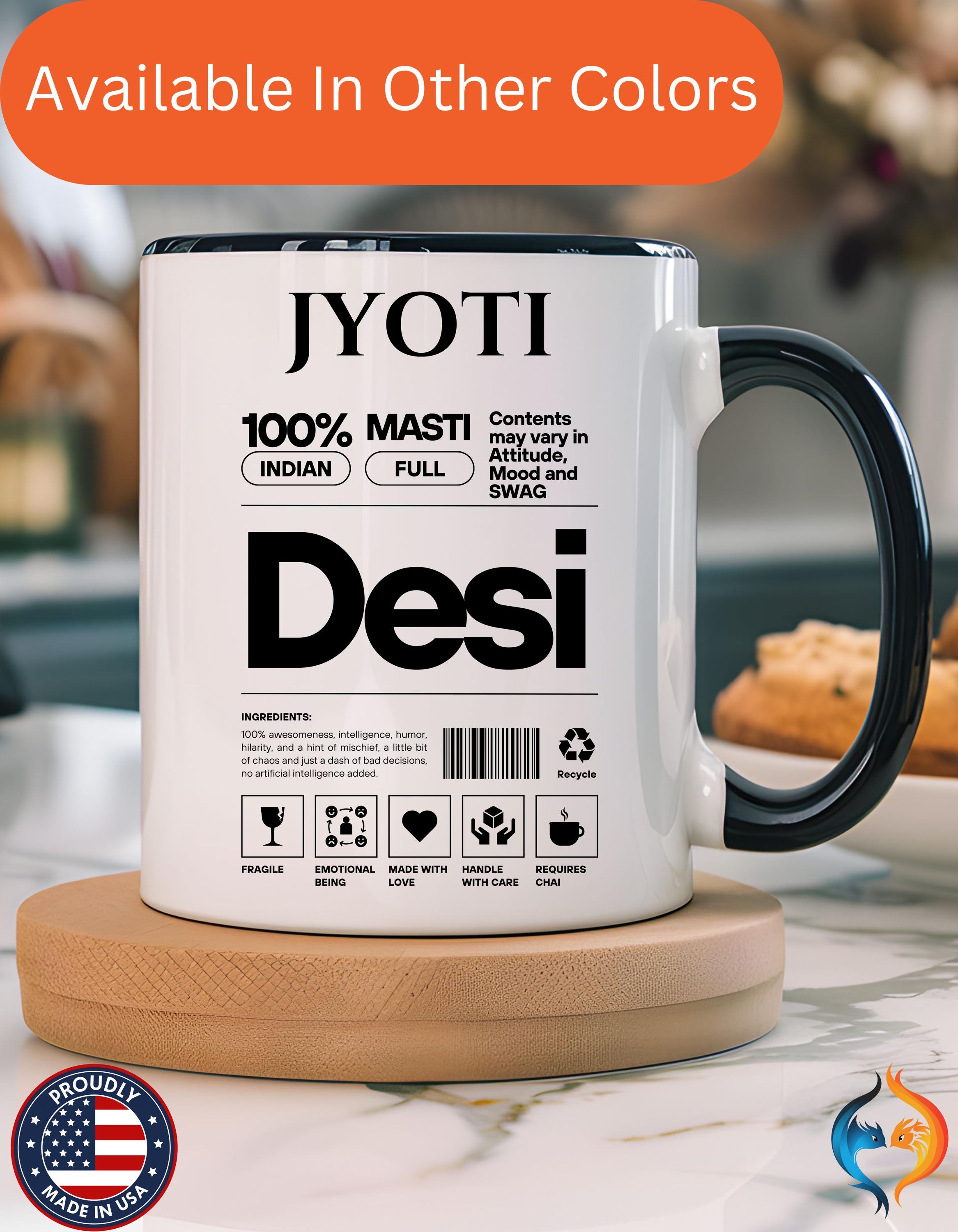 Funny Coffee Mug, Personalized Mug, Desi Roots Indian Accent Chai Cup (11/15oz), Gift Under 20, white elephant, brown humor