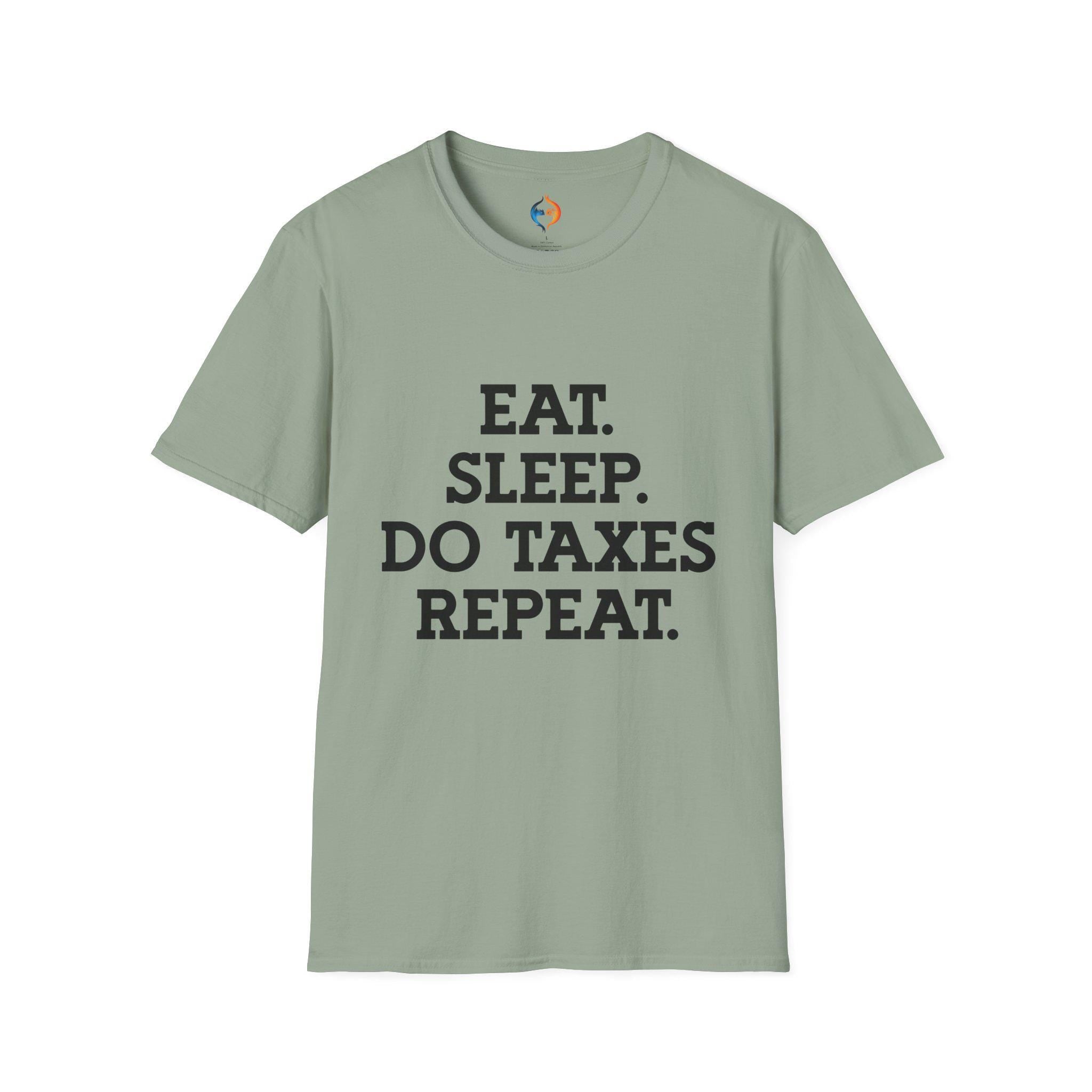 Eat Sleep Do Taxes Repeat Funny T-Shirt | Tax Season Humor Tee | Gift for Accountants & Tax Pros | Unisex Casual Wear, white elephant gift