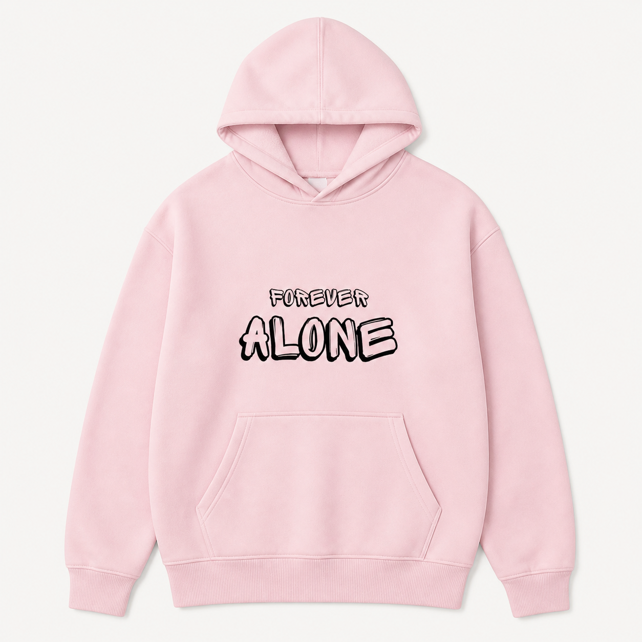Forever Alone minimalist light pink hoodie front product image