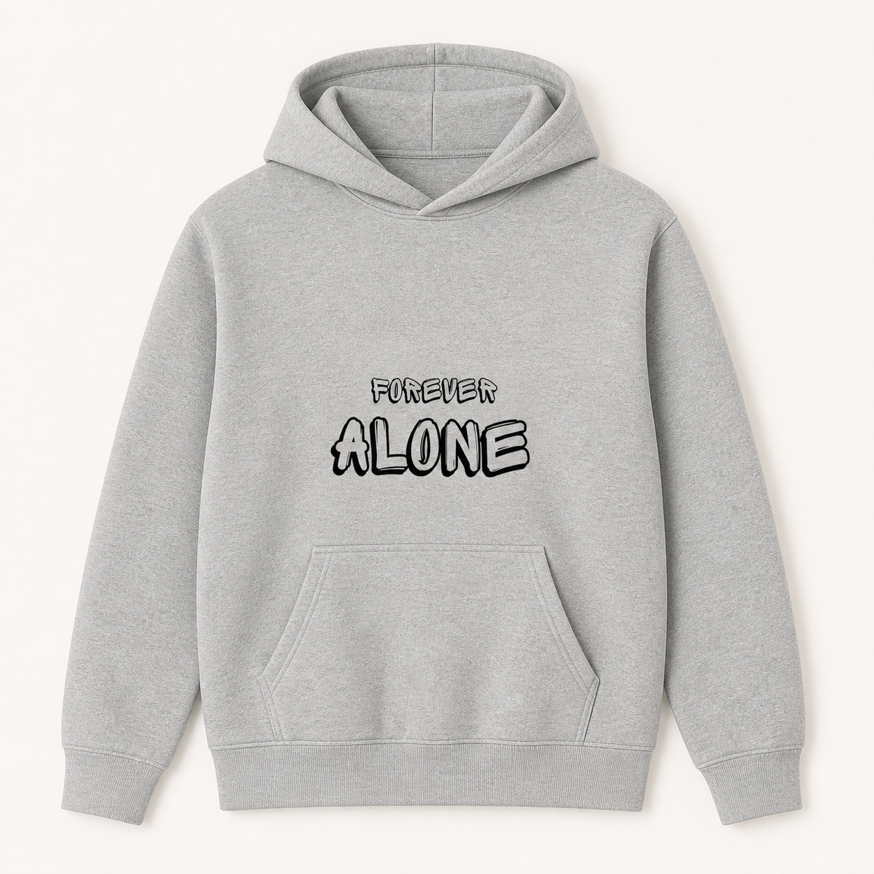 Forever Alone minimalist sport grey hoodie front product image