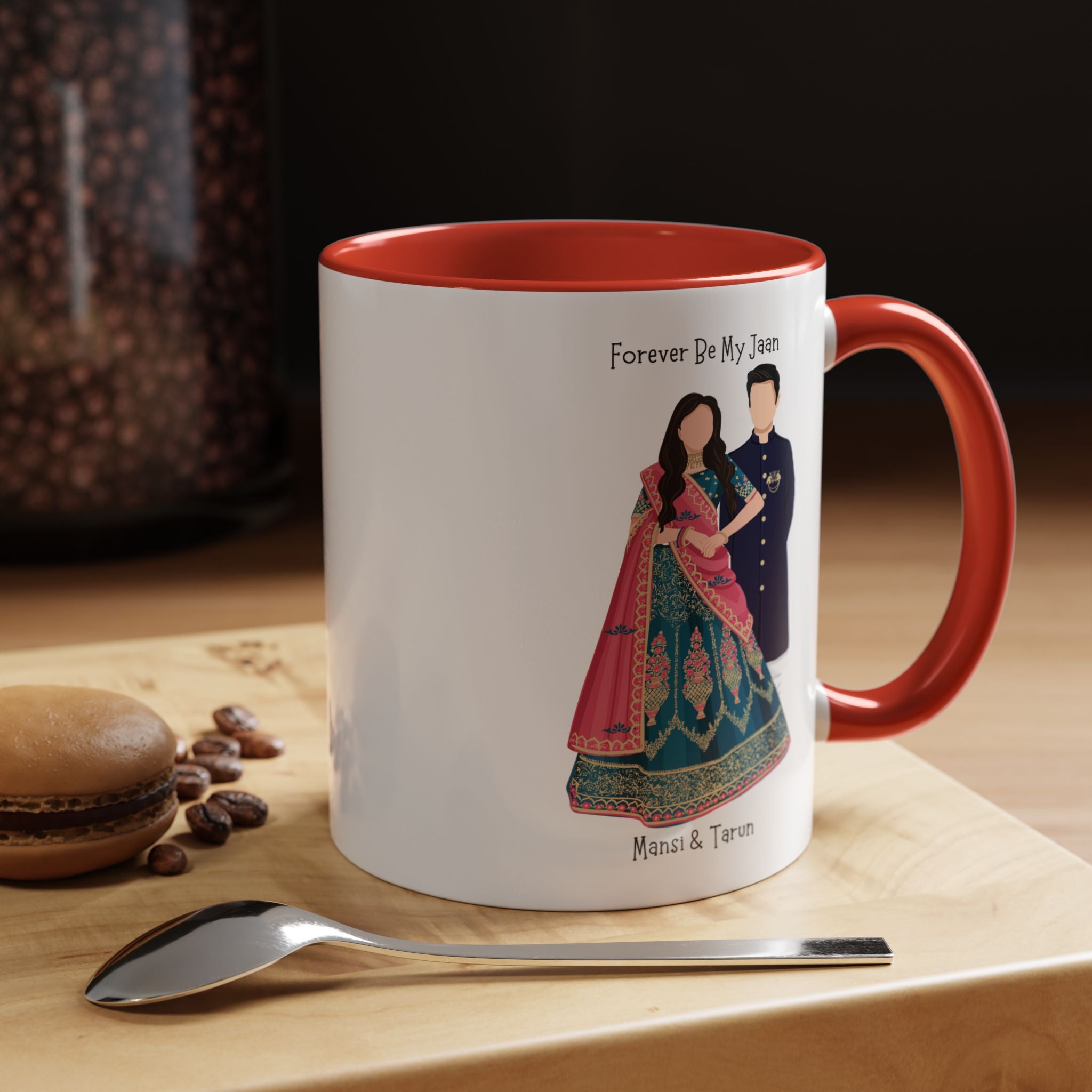 Forever Be My Jaan Desi Couples Personalized Romantic Mug, Accent Cup 11/15oz, Anniversary Wedding Valentines V-Day Mug, Custom Couples Gift