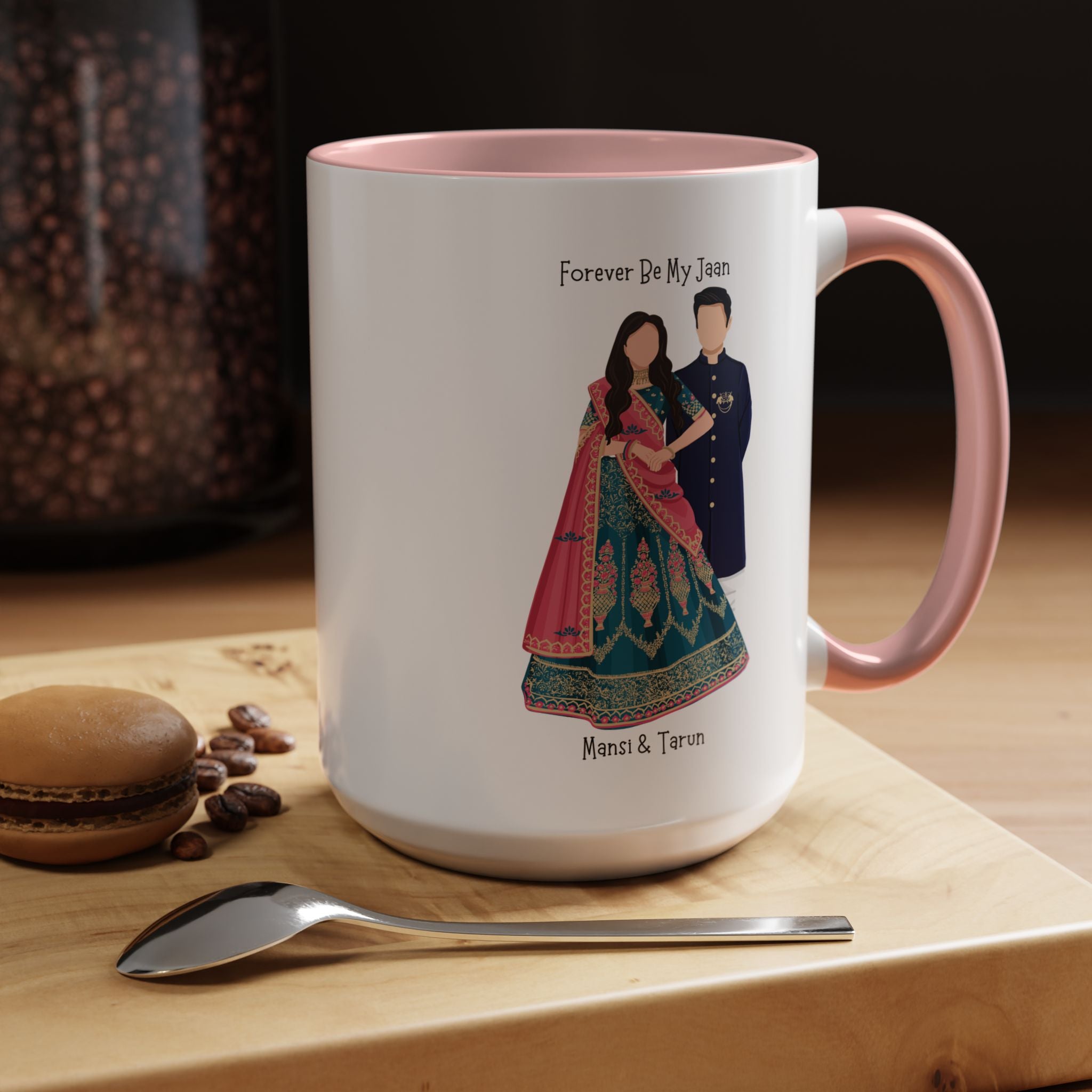 Forever Be My Jaan Desi Couples Personalized Romantic Mug, Accent Cup 11/15oz, Anniversary Wedding Valentines V-Day Mug, Custom Couples Gift