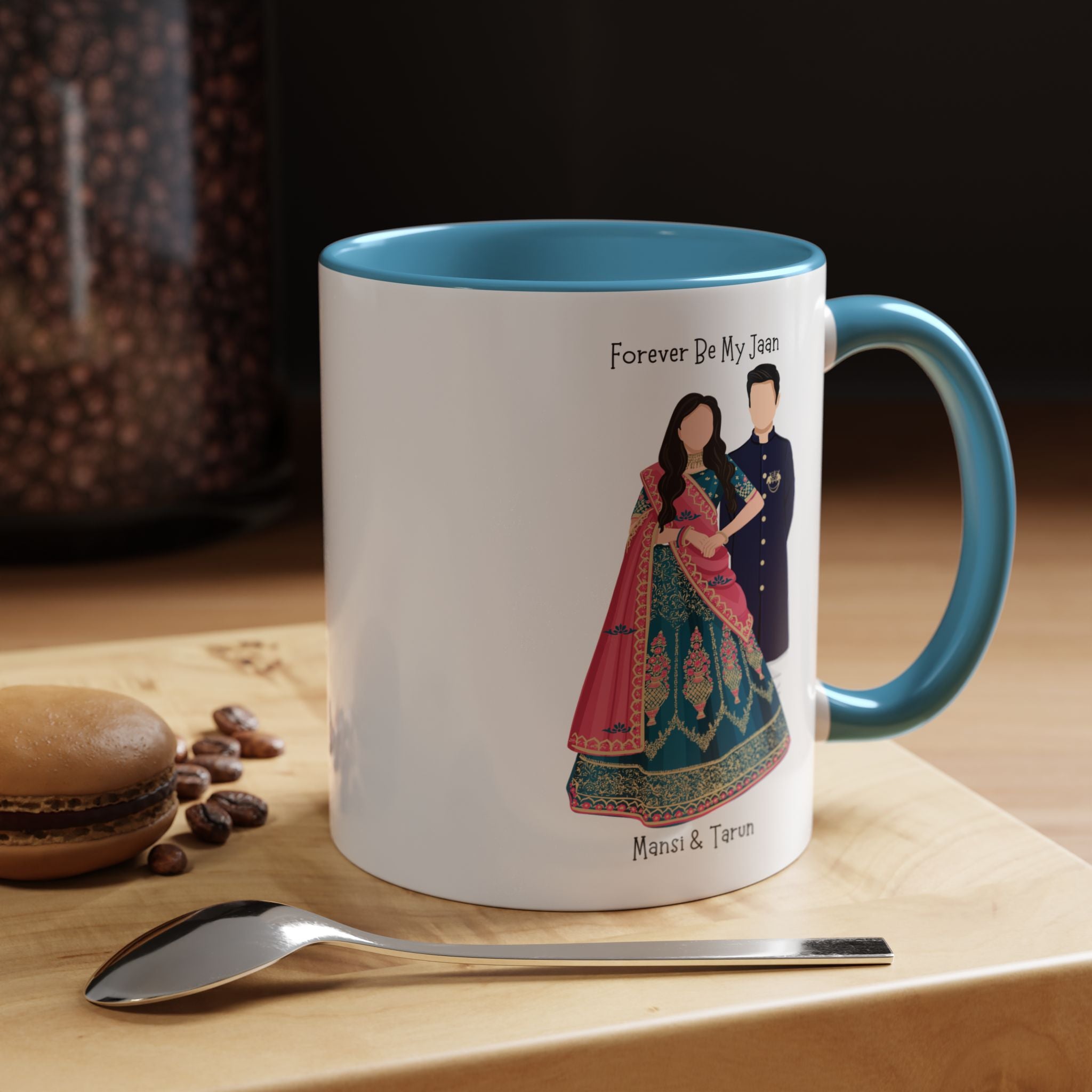 Forever Be My Jaan Desi Couples Personalized Romantic Mug, Accent Cup 11/15oz, Anniversary Wedding Valentines V-Day Mug, Custom Couples Gift