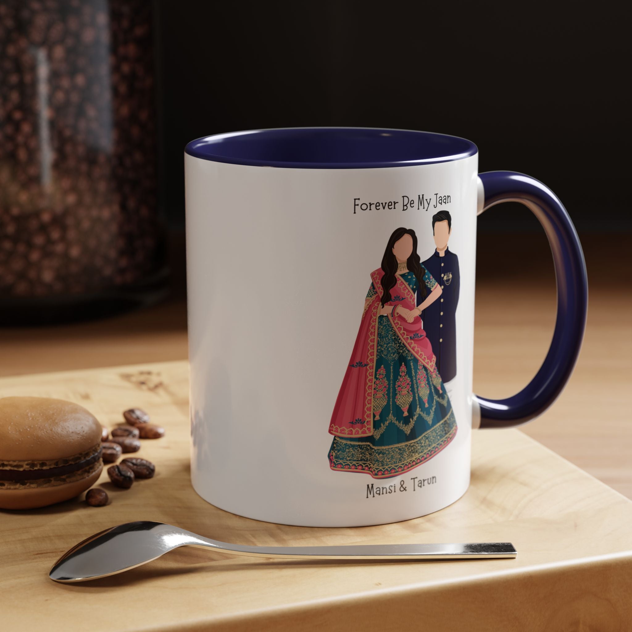 Forever Be My Jaan Desi Couples Personalized Romantic Mug, Accent Cup 11/15oz, Anniversary Wedding Valentines V-Day Mug, Custom Couples Gift