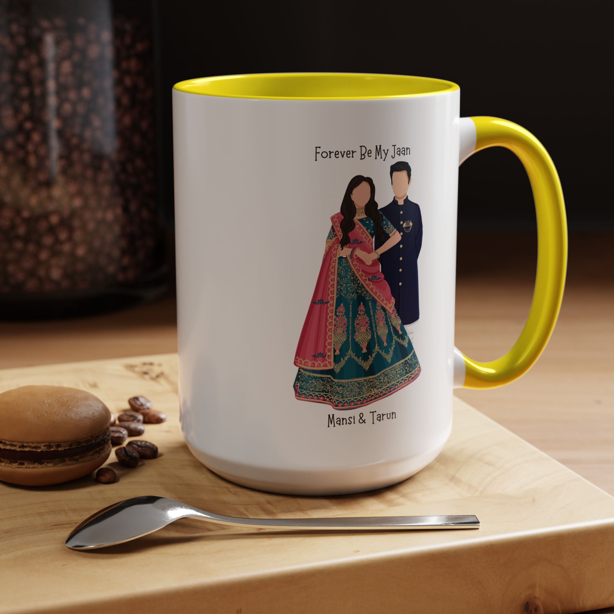 Forever Be My Jaan Desi Couples Personalized Romantic Mug, Accent Cup 11/15oz, Anniversary Wedding Valentines V-Day Mug, Custom Couples Gift