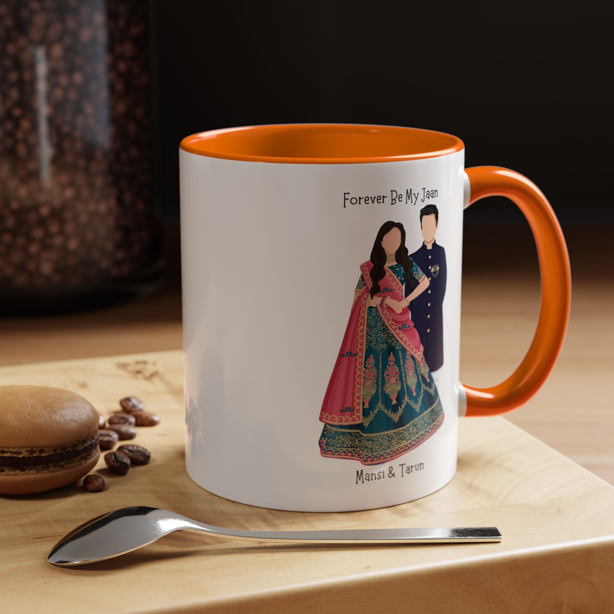 Forever Be My Jaan Desi Couples Personalized Romantic Mug, Accent Cup 11/15oz, Anniversary Wedding Valentines V-Day Mug, Custom Couples Gift