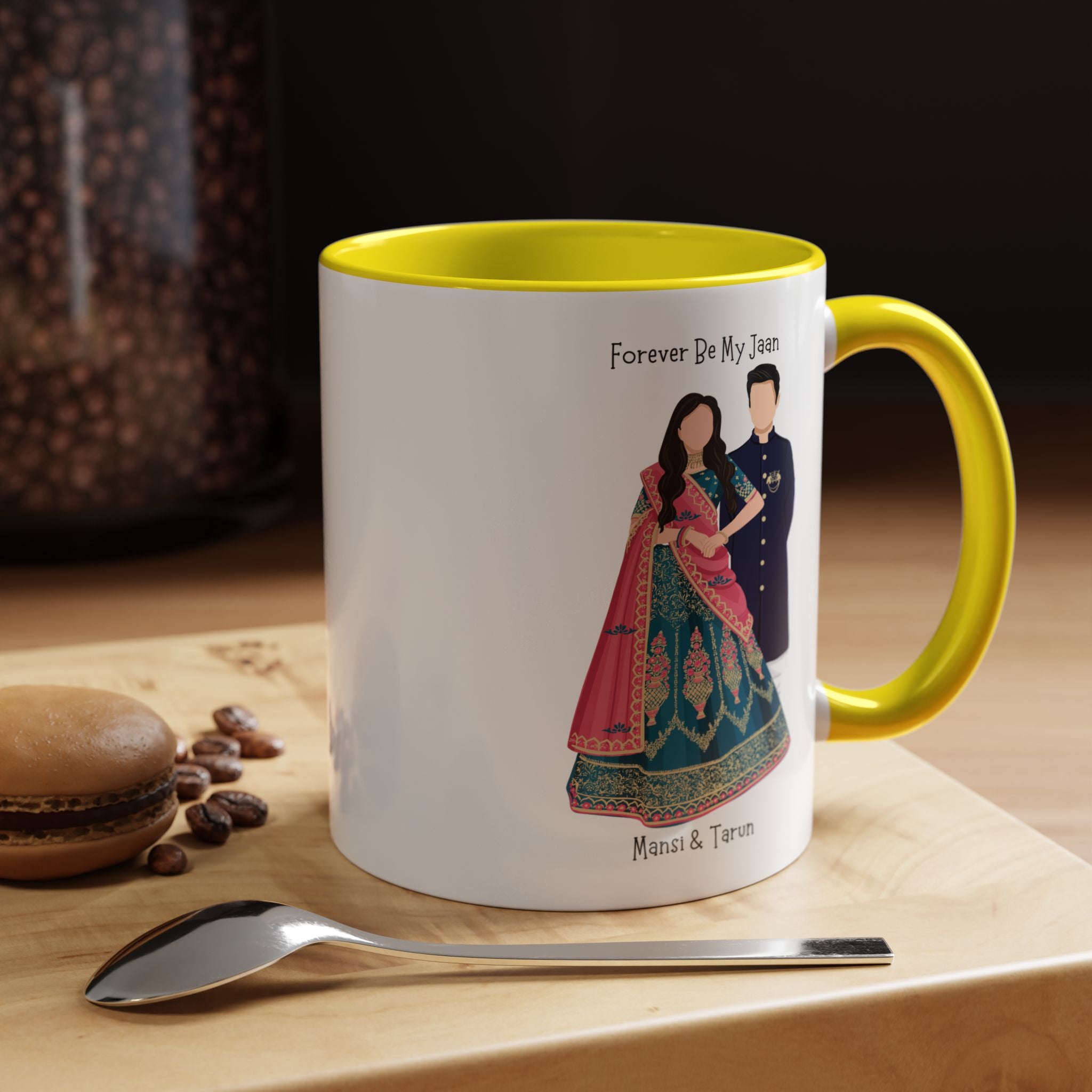 Forever Be My Jaan Desi Couples Personalized Romantic Mug, Accent Cup 11/15oz, Anniversary Wedding Valentines V-Day Mug, Custom Couples Gift