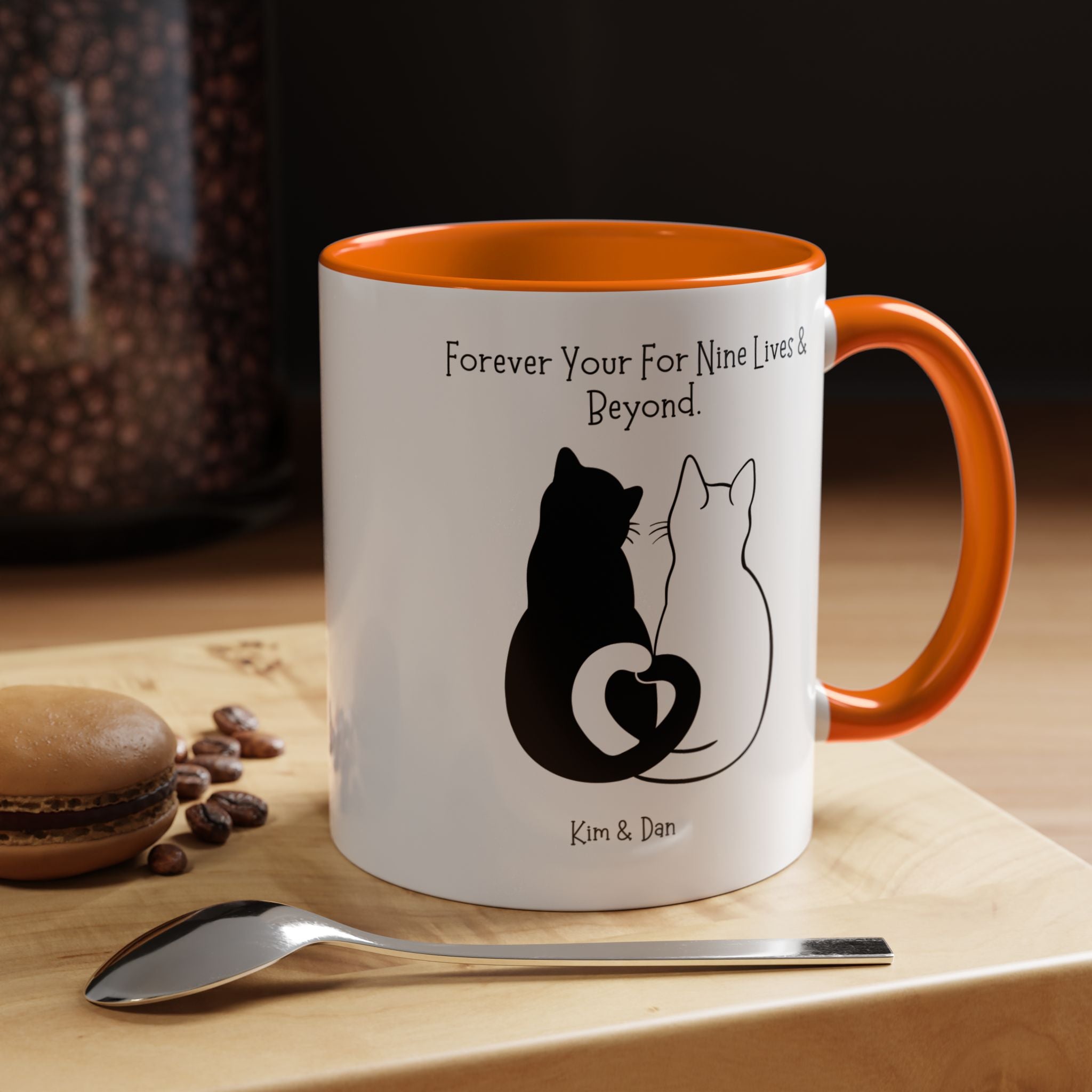 Forever Yours For Nine Lives And Beyond Personalized Romantic Mug, Accent Cup 11/15oz, Anniversary Valentines V-Day Mug, Custom Couples Gift