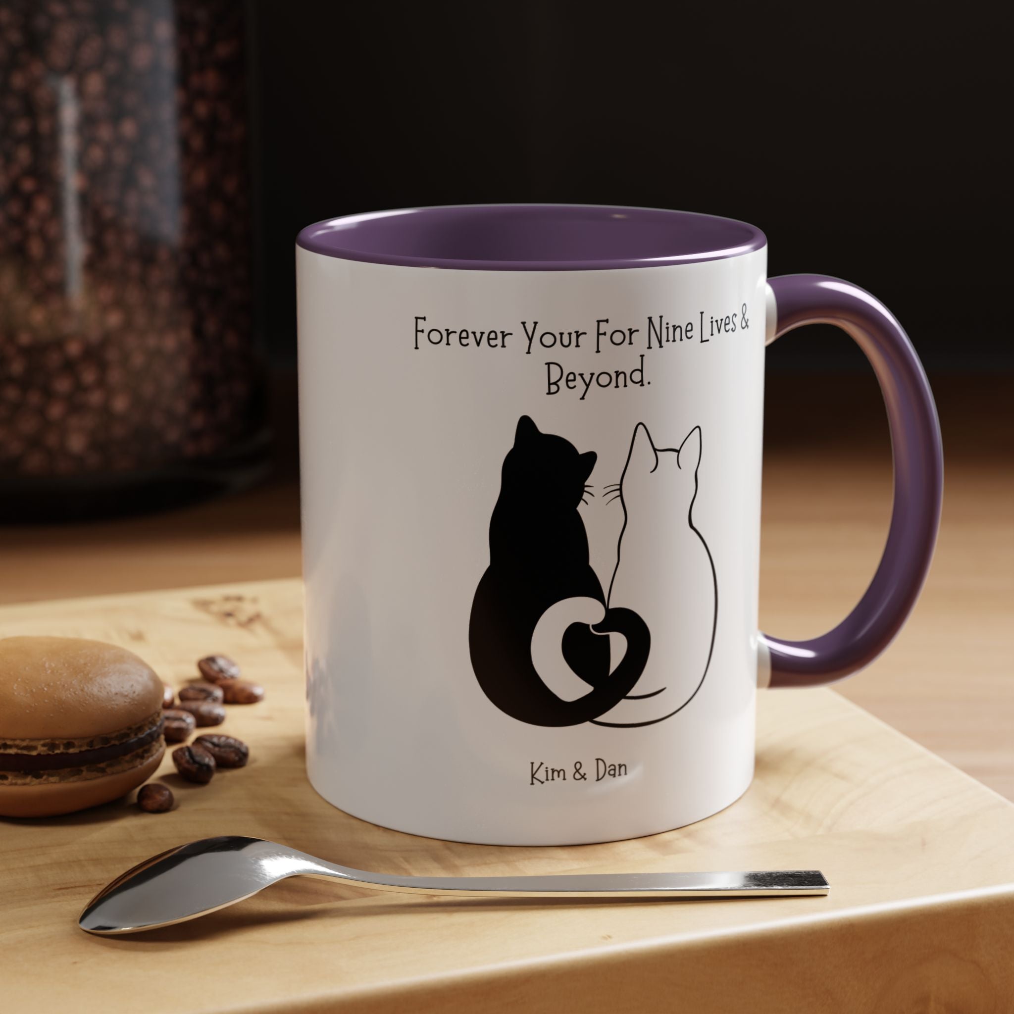 Forever Yours For Nine Lives And Beyond Personalized Romantic Mug, Accent Cup 11/15oz, Anniversary Valentines V-Day Mug, Custom Couples Gift