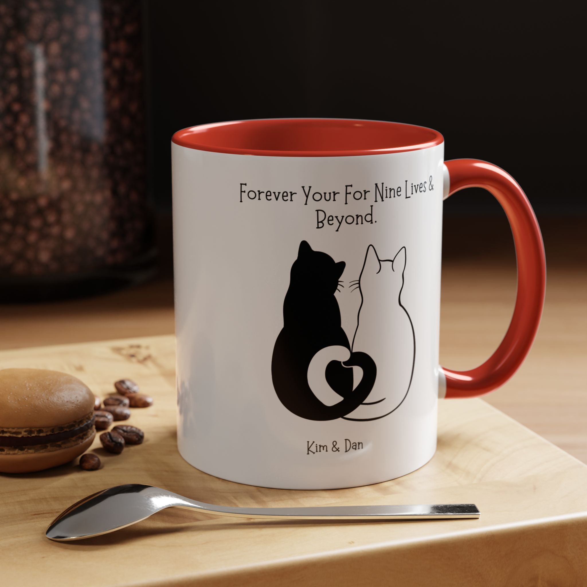 Forever Yours For Nine Lives And Beyond Personalized Romantic Mug, Accent Cup 11/15oz, Anniversary Valentines V-Day Mug, Custom Couples Gift