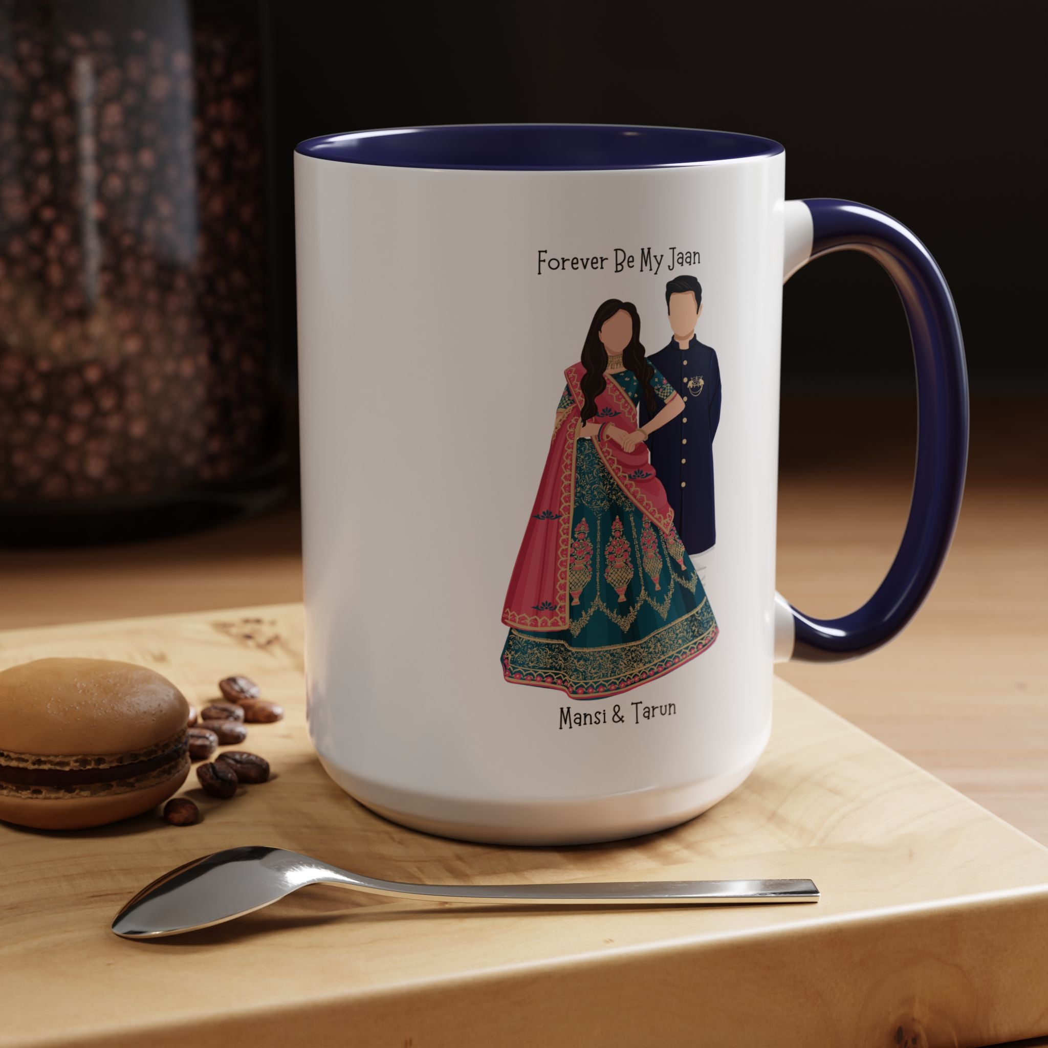 Forever Be My Jaan Desi Couples Personalized Romantic Mug, Accent Cup 11/15oz, Anniversary Wedding Valentines V-Day Mug, Custom Couples Gift