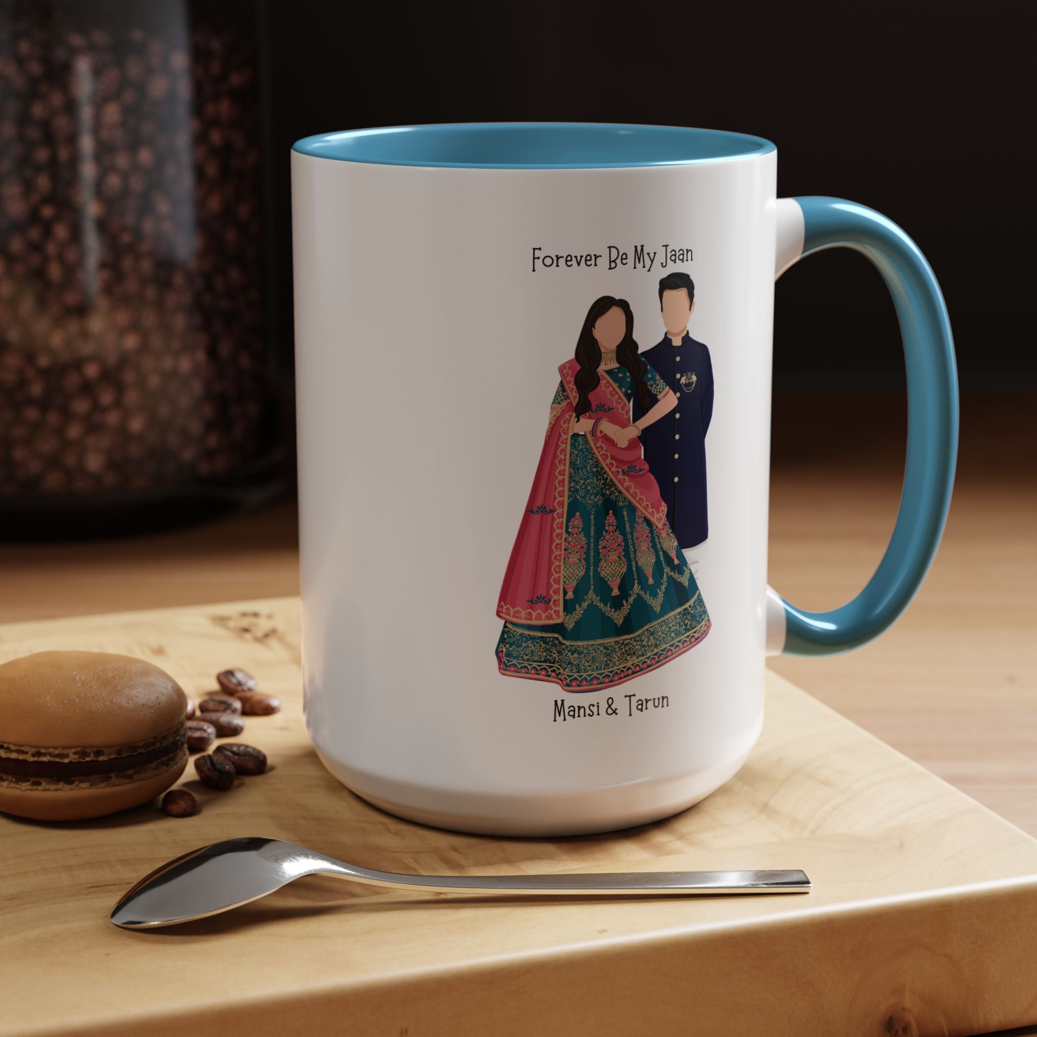 Forever Be My Jaan Desi Couples Personalized Romantic Mug, Accent Cup 11/15oz, Anniversary Wedding Valentines V-Day Mug, Custom Couples Gift