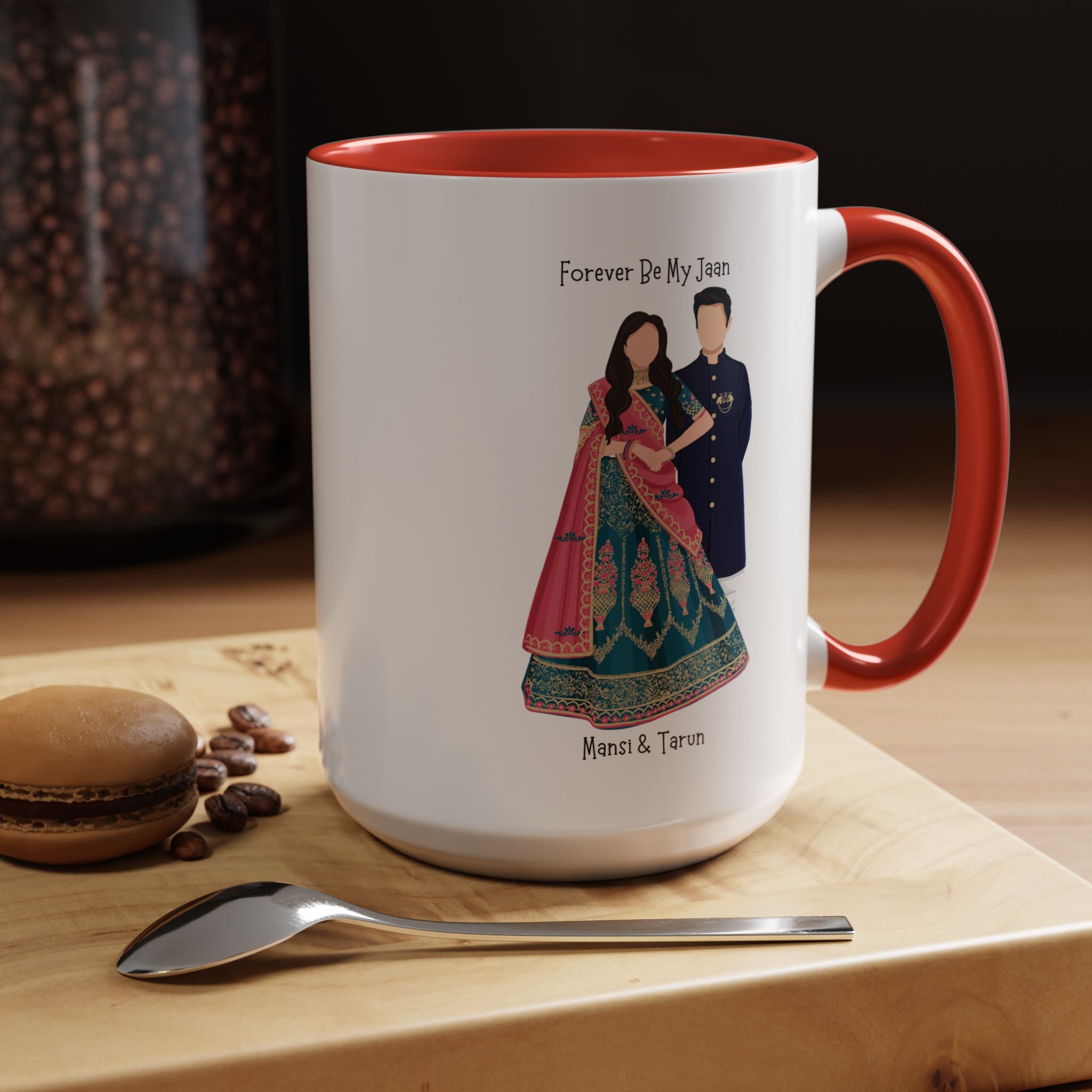 Forever Be My Jaan Desi Couples Personalized Romantic Mug, Accent Cup 11/15oz, Anniversary Wedding Valentines V-Day Mug, Custom Couples Gift