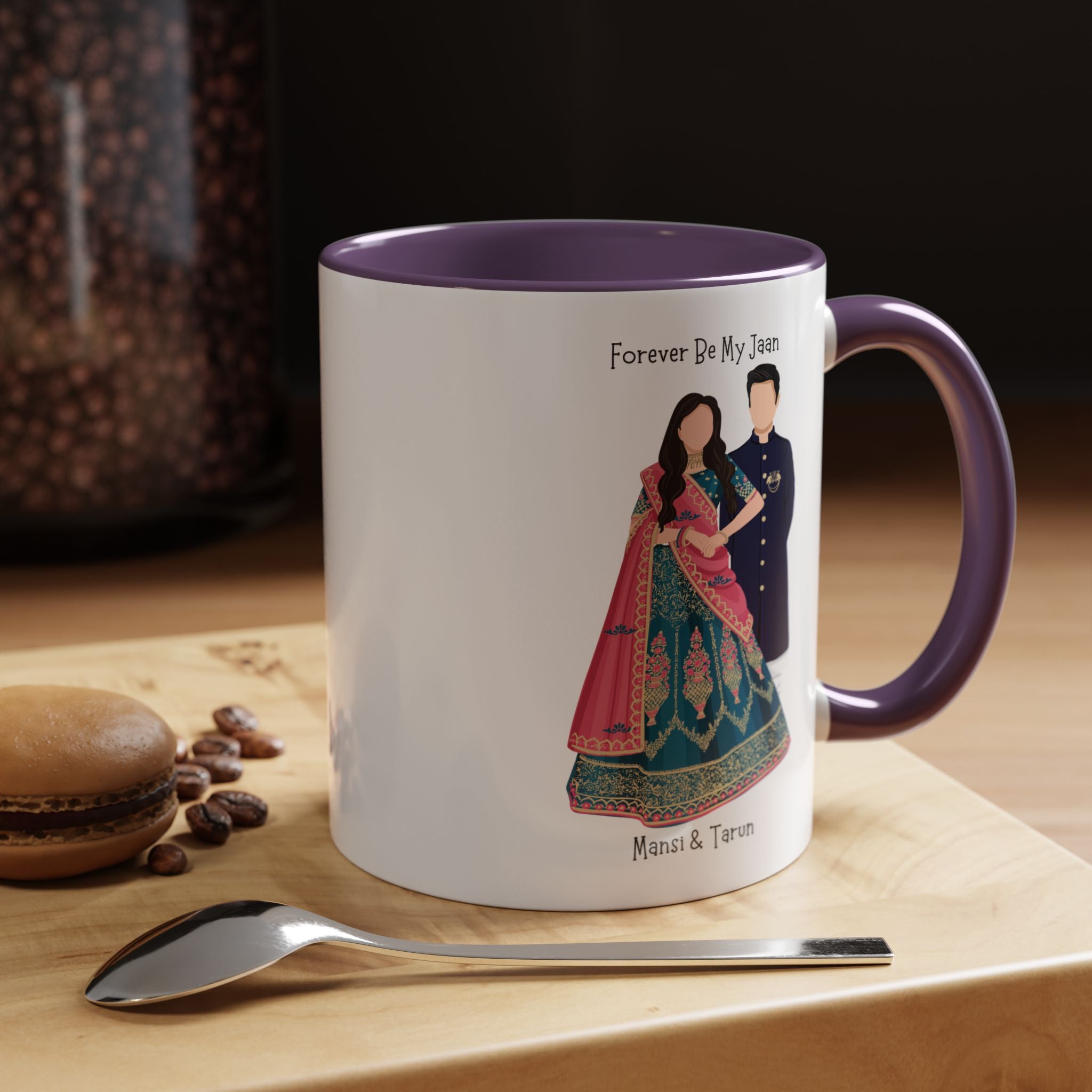 Forever Be My Jaan Desi Couples Personalized Romantic Mug, Accent Cup 11/15oz, Anniversary Wedding Valentines V-Day Mug, Custom Couples Gift