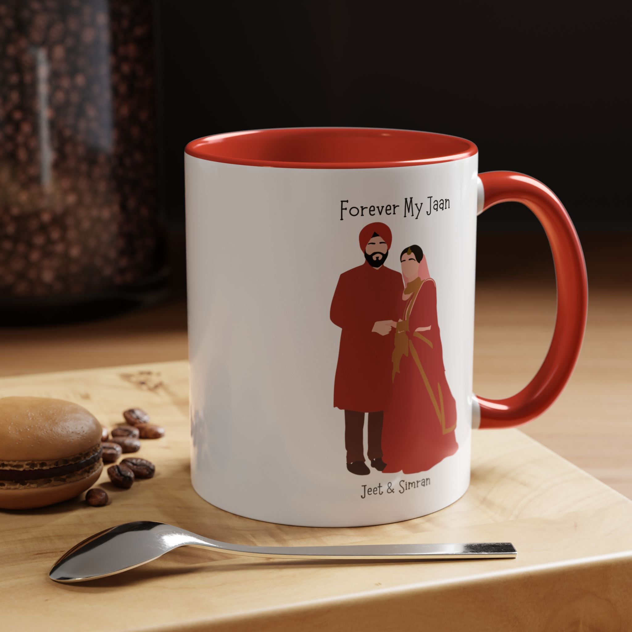 Forever My Jaan Punjabi Sikh Couples Personalized Romantic Mug,  Accent Cup 11/15oz, Anniversary Wedding Valentines, V-Day Mug, Couples Gift