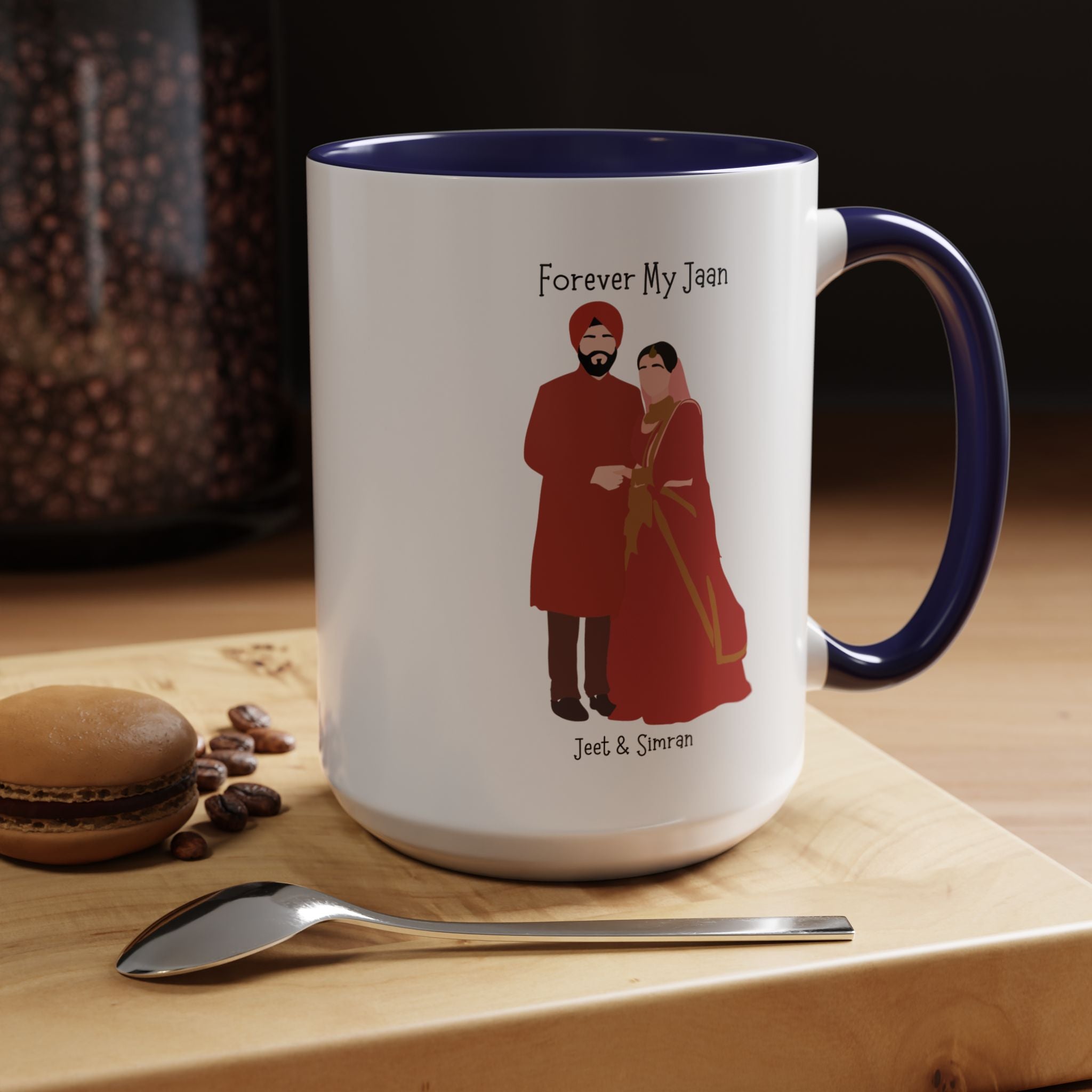 Forever My Jaan Punjabi Sikh Couples Personalized Romantic Mug,  Accent Cup 11/15oz, Anniversary Wedding Valentines, V-Day Mug, Couples Gift