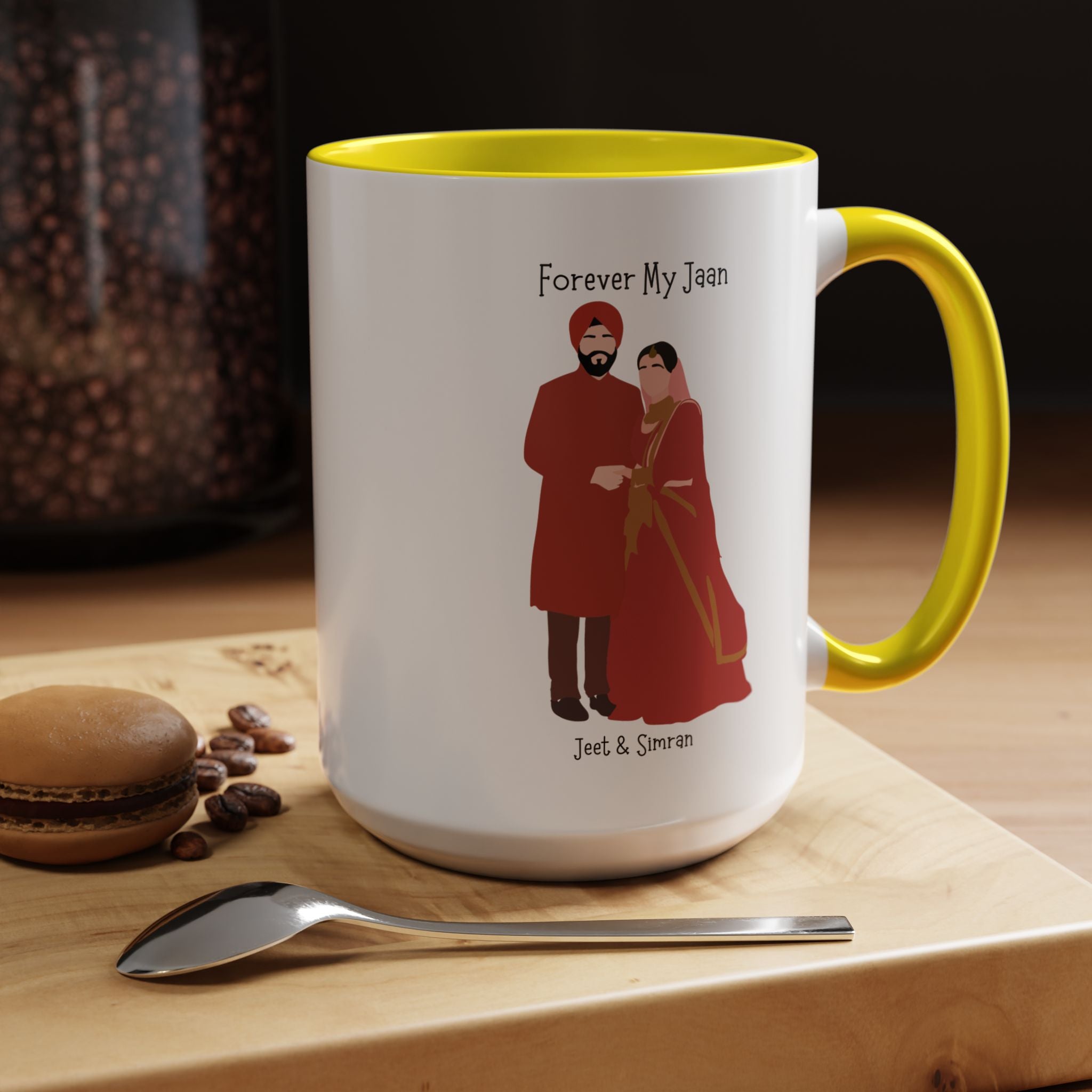 Forever My Jaan Punjabi Sikh Couples Personalized Romantic Mug,  Accent Cup 11/15oz, Anniversary Wedding Valentines, V-Day Mug, Couples Gift
