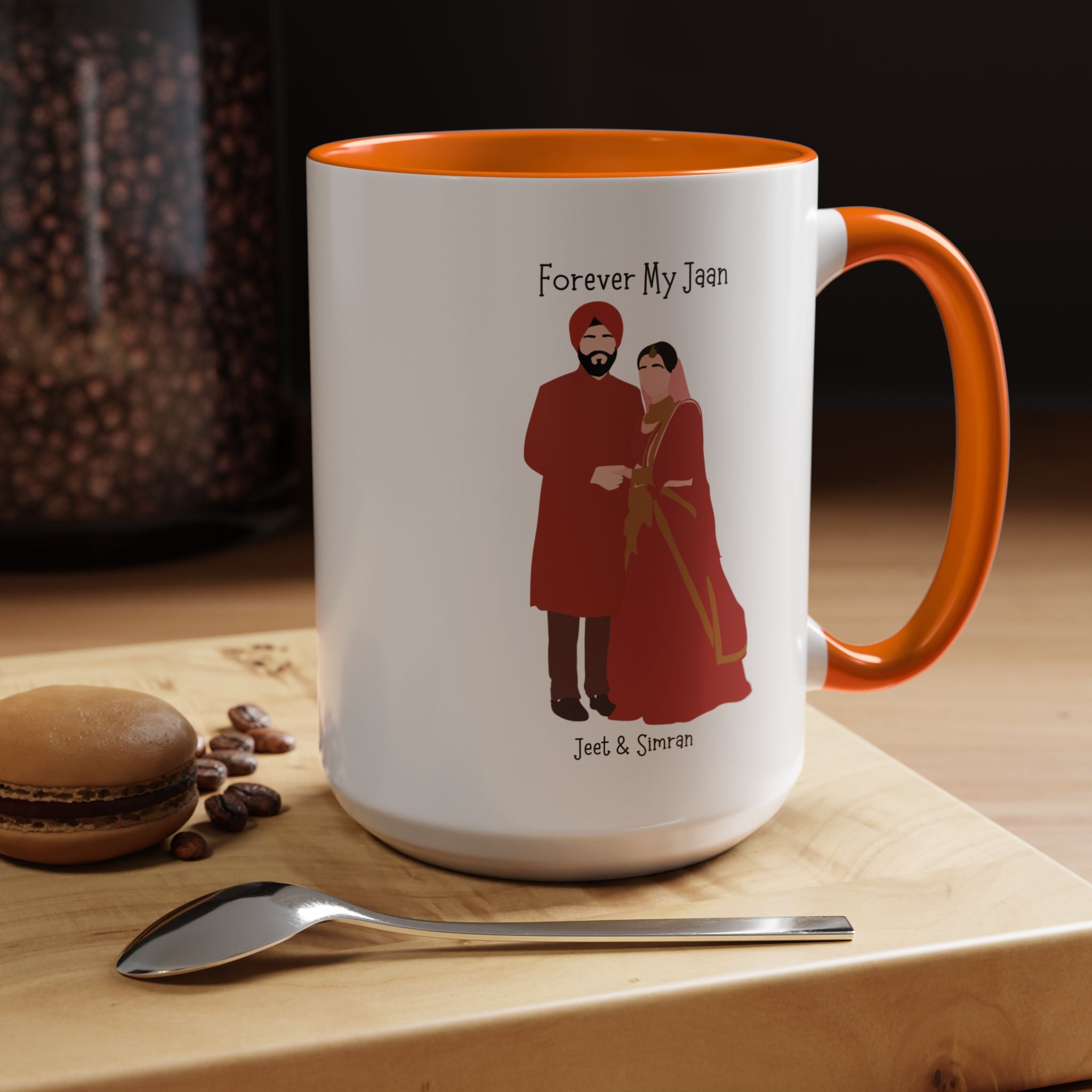 Forever My Jaan Punjabi Sikh Couples Personalized Romantic Mug,  Accent Cup 11/15oz, Anniversary Wedding Valentines, V-Day Mug, Couples Gift