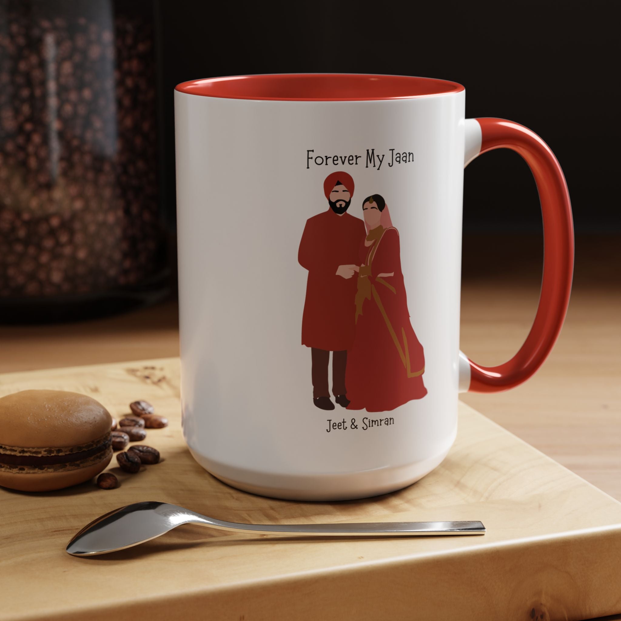 Forever My Jaan Punjabi Sikh Couples Personalized Romantic Mug,  Accent Cup 11/15oz, Anniversary Wedding Valentines, V-Day Mug, Couples Gift