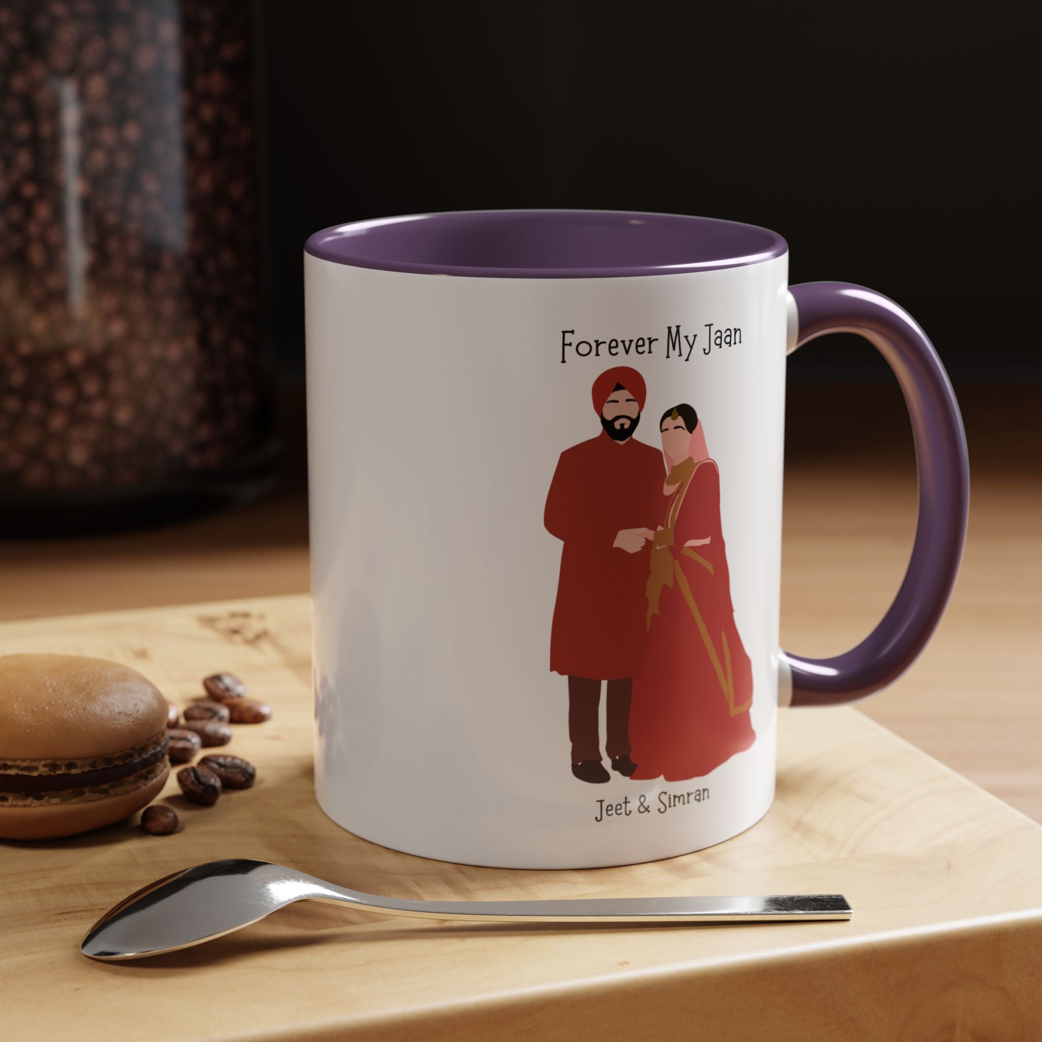 Forever My Jaan Punjabi Sikh Couples Personalized Romantic Mug,  Accent Cup 11/15oz, Anniversary Wedding Valentines, V-Day Mug, Couples Gift