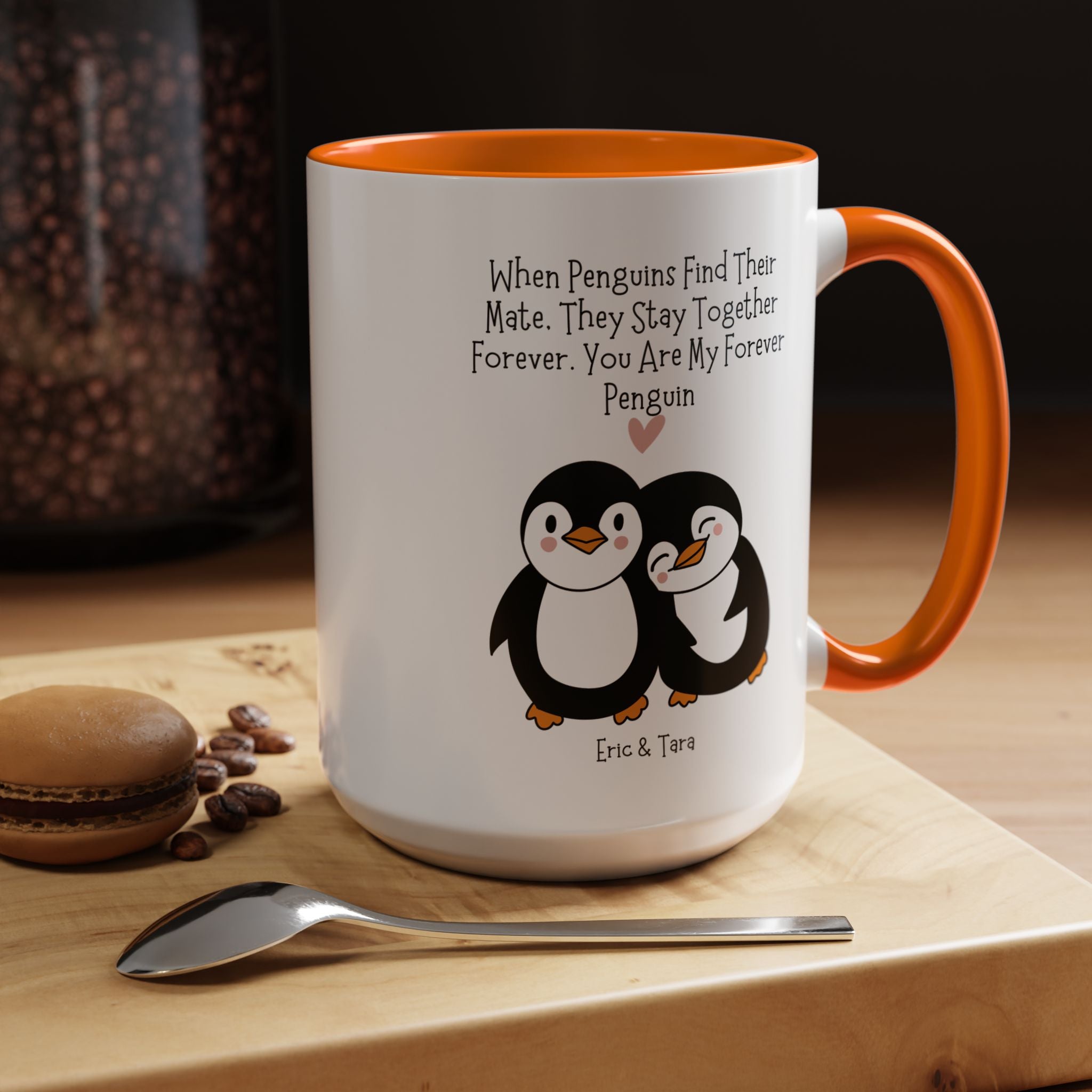 You Are My Forever Penguin Personalized Romantic Mug Accent Cup 11/15oz, Anniversary Valentines V-Day Custom Couples Gift for BF, GF, Spouse