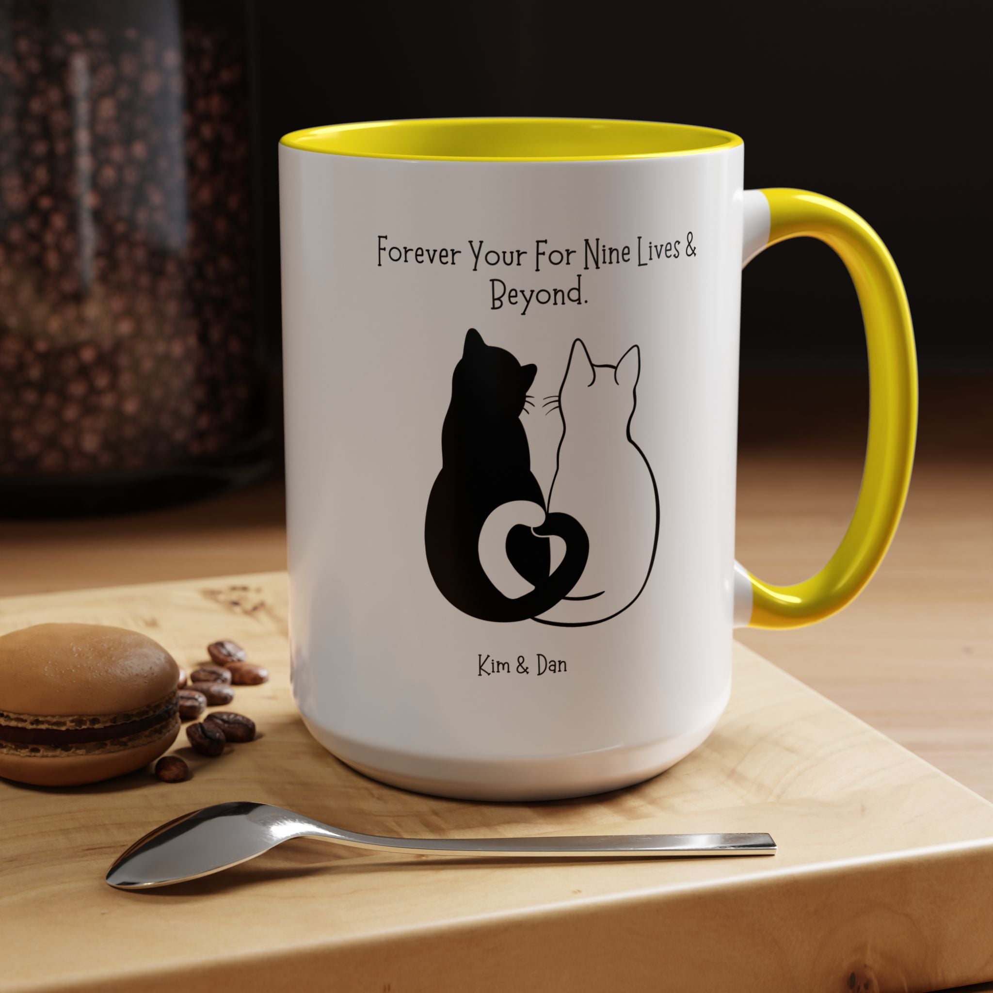 Forever Yours For Nine Lives And Beyond Personalized Romantic Mug, Accent Cup 11/15oz, Anniversary Valentines V-Day Mug, Custom Couples Gift
