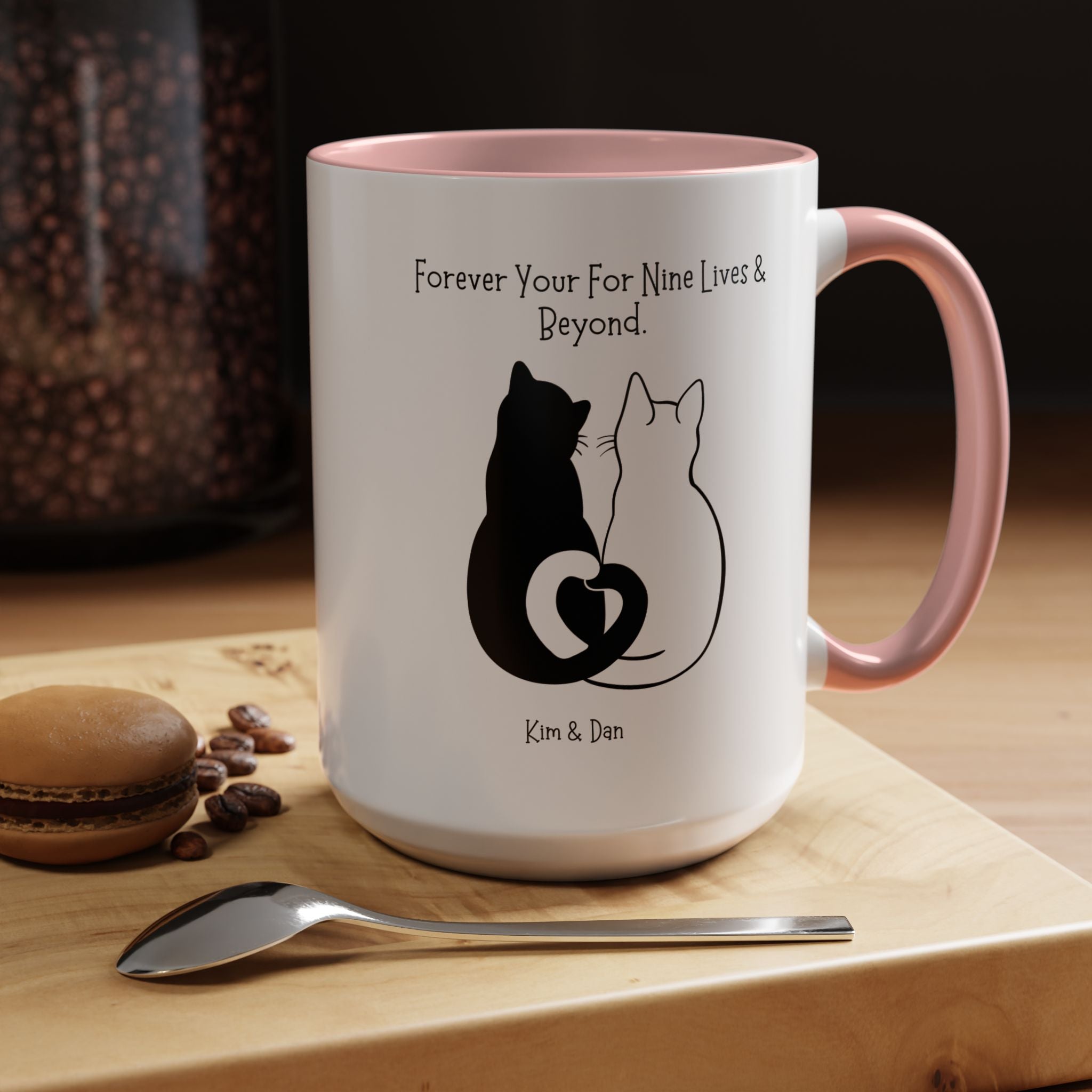 Forever Yours For Nine Lives And Beyond Personalized Romantic Mug, Accent Cup 11/15oz, Anniversary Valentines V-Day Mug, Custom Couples Gift