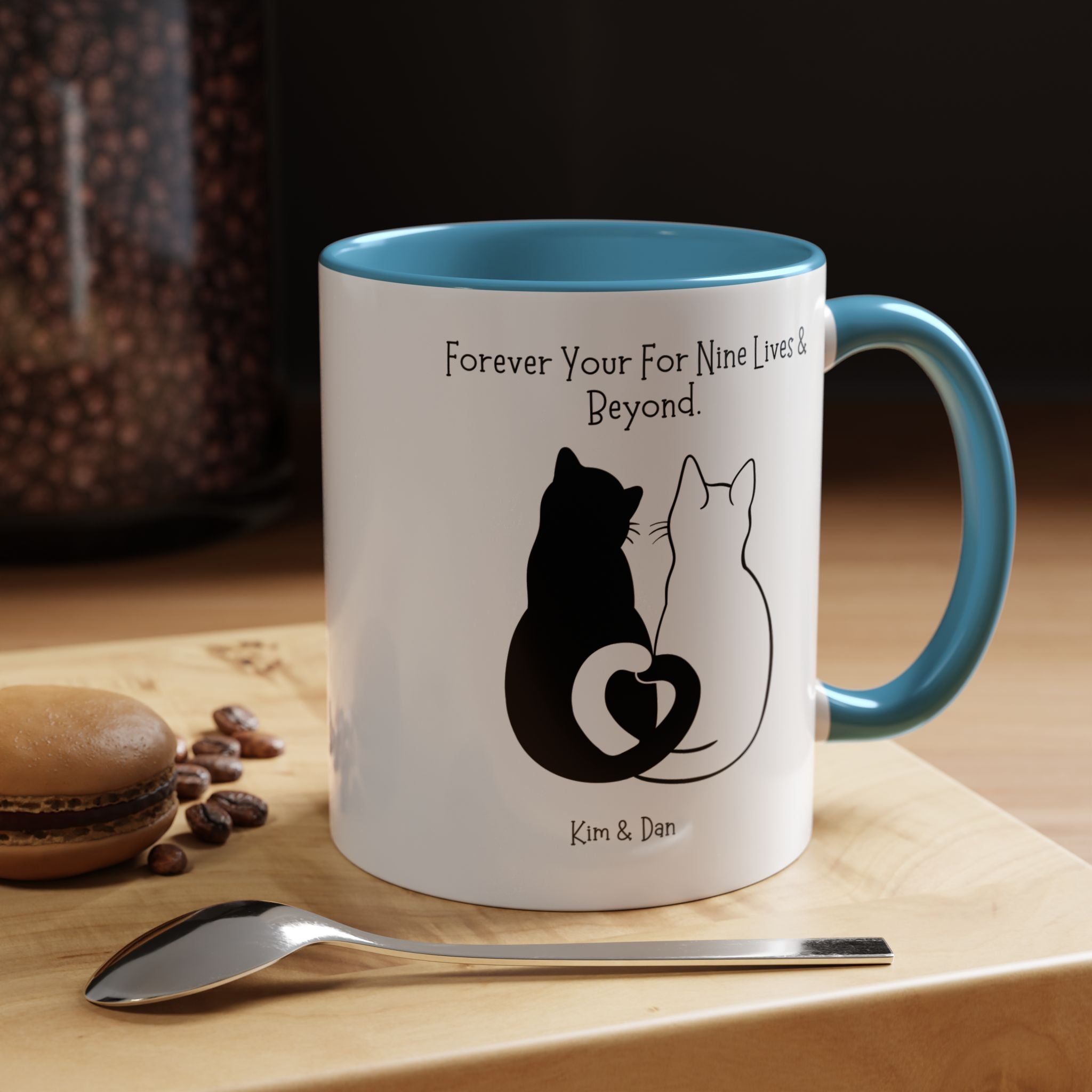 Forever Yours For Nine Lives And Beyond Personalized Romantic Mug, Accent Cup 11/15oz, Anniversary Valentines V-Day Mug, Custom Couples Gift