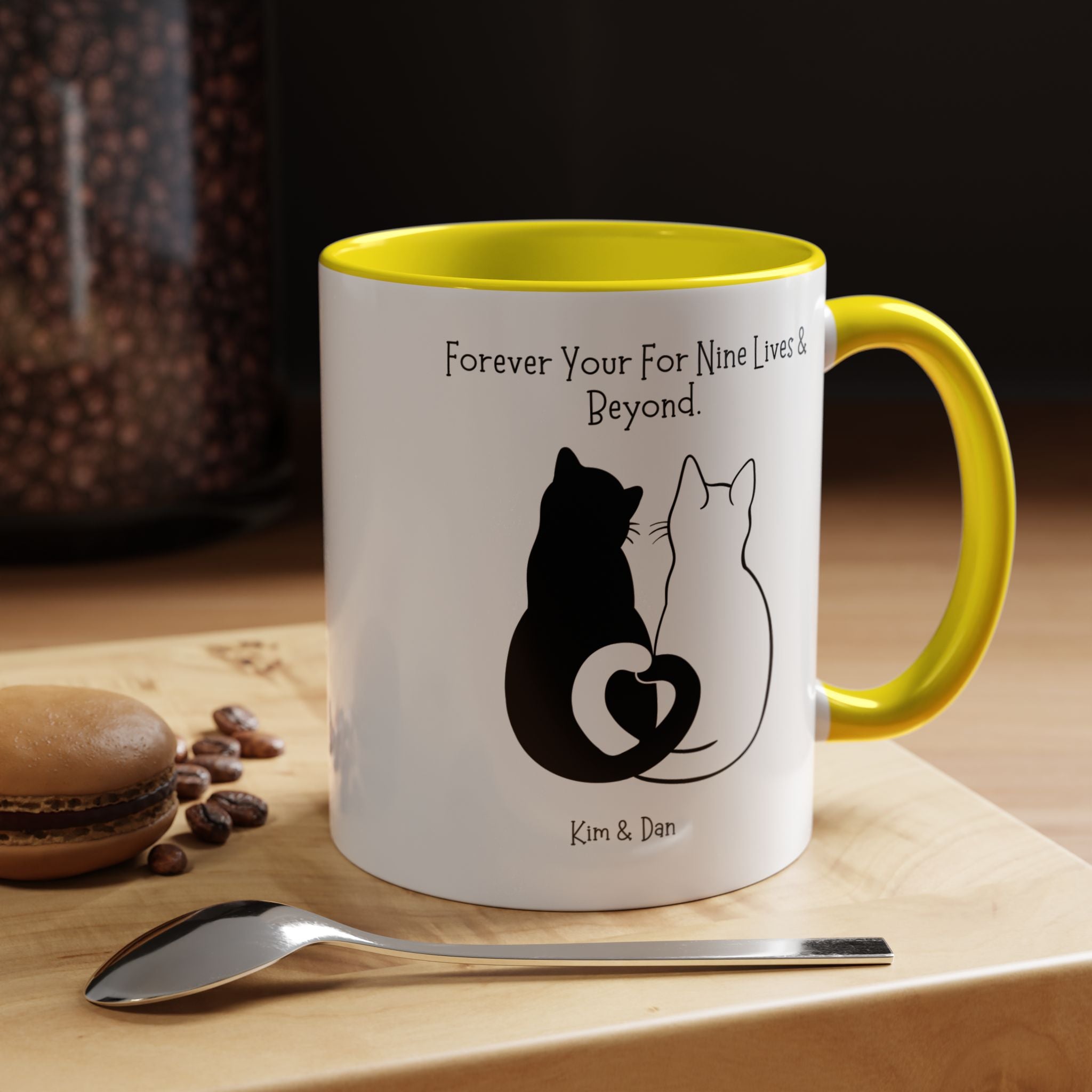 Forever Yours For Nine Lives And Beyond Personalized Romantic Mug, Accent Cup 11/15oz, Anniversary Valentines V-Day Mug, Custom Couples Gift