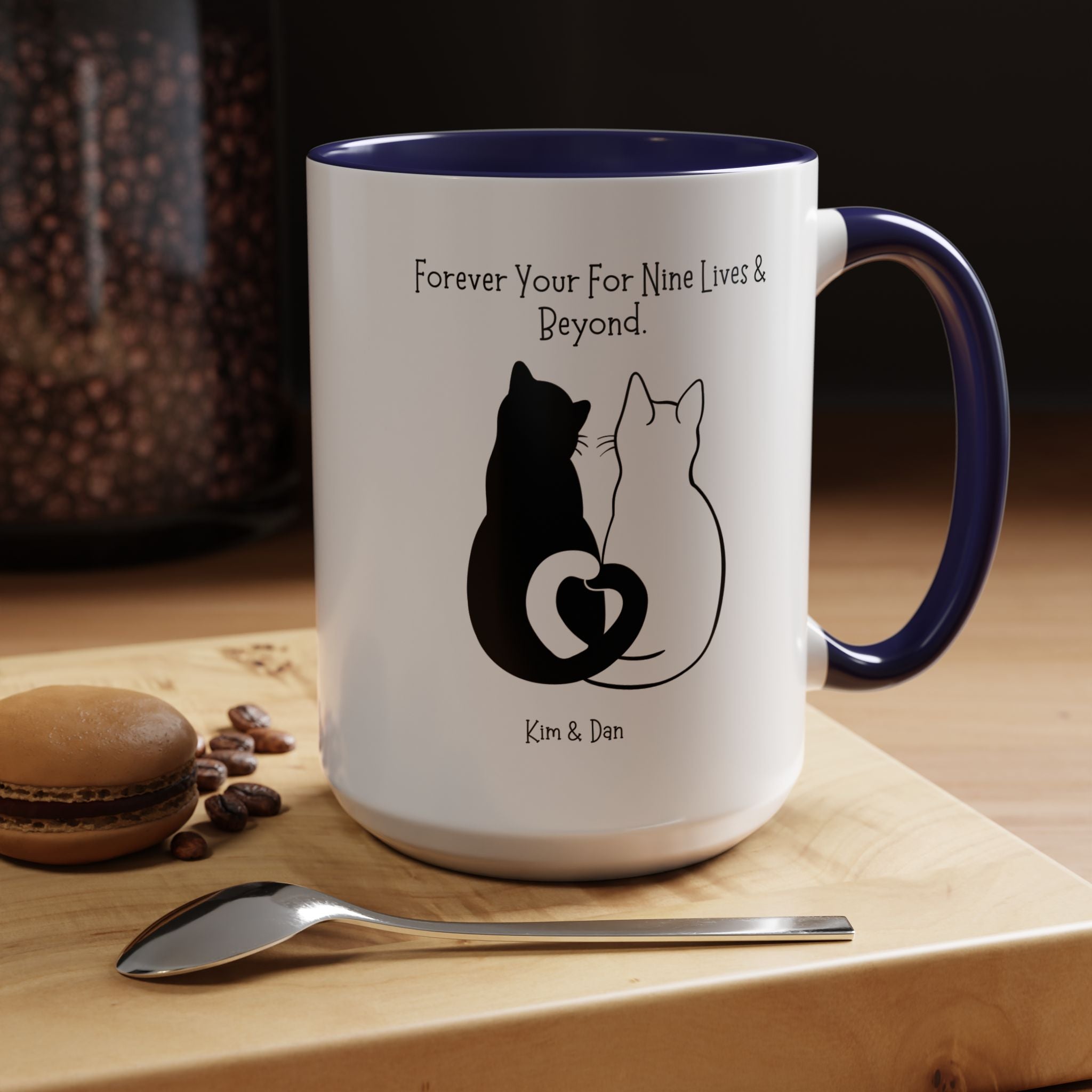 Forever Yours For Nine Lives And Beyond Personalized Romantic Mug, Accent Cup 11/15oz, Anniversary Valentines V-Day Mug, Custom Couples Gift