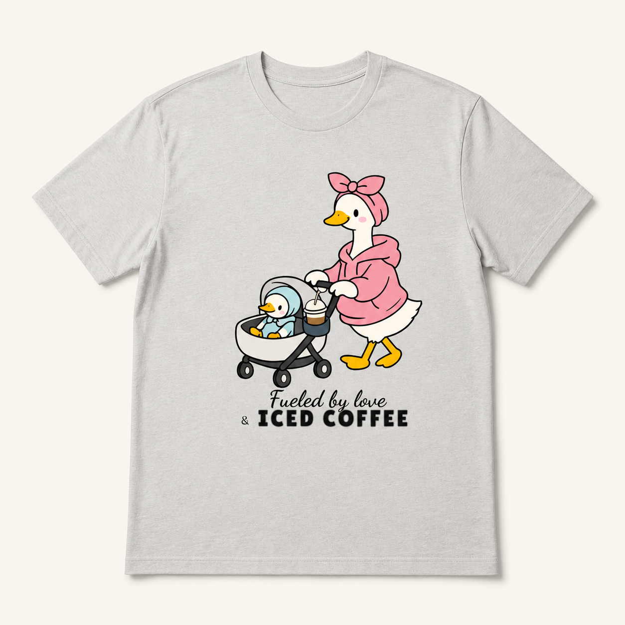 Fueled by Love and Iced Coffee silver T-shirt front product image