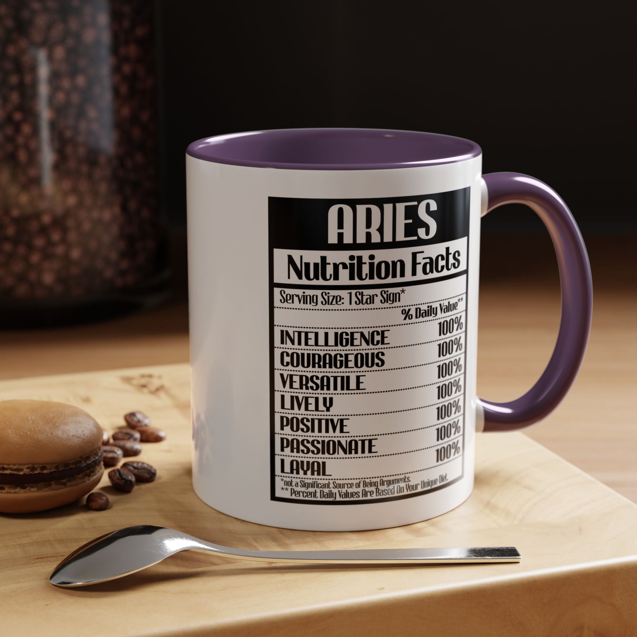 Funny Coffee Mug, Personalized Mug, Aries Nutrition Facts Accent Coffee Cup (11, 15oz), Gift Under 20, White Elephant Gift, Zodiac Cup