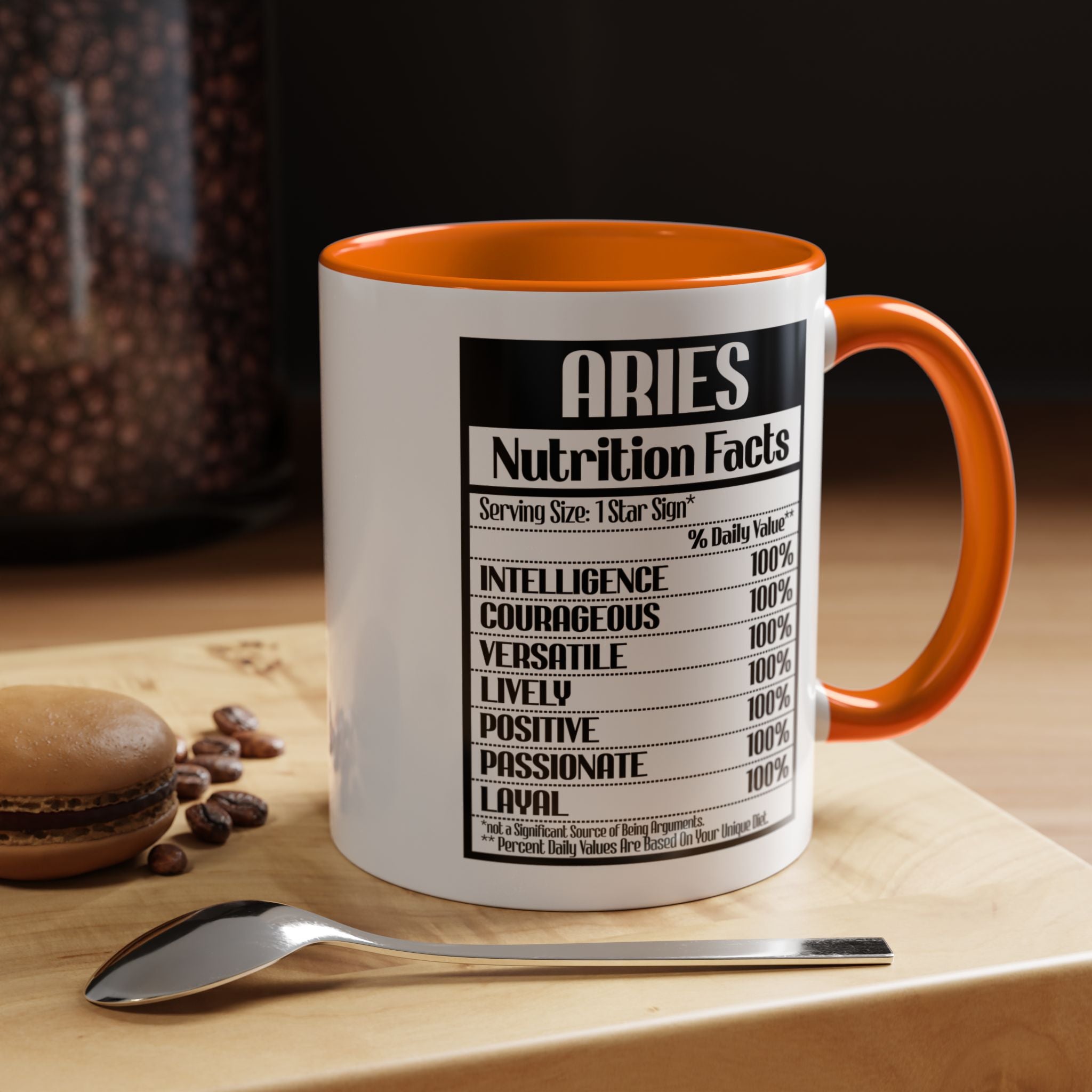 Funny Coffee Mug, Personalized Mug, Aries Nutrition Facts Accent Coffee Cup (11, 15oz), Gift Under 20, White Elephant Gift, Zodiac Cup