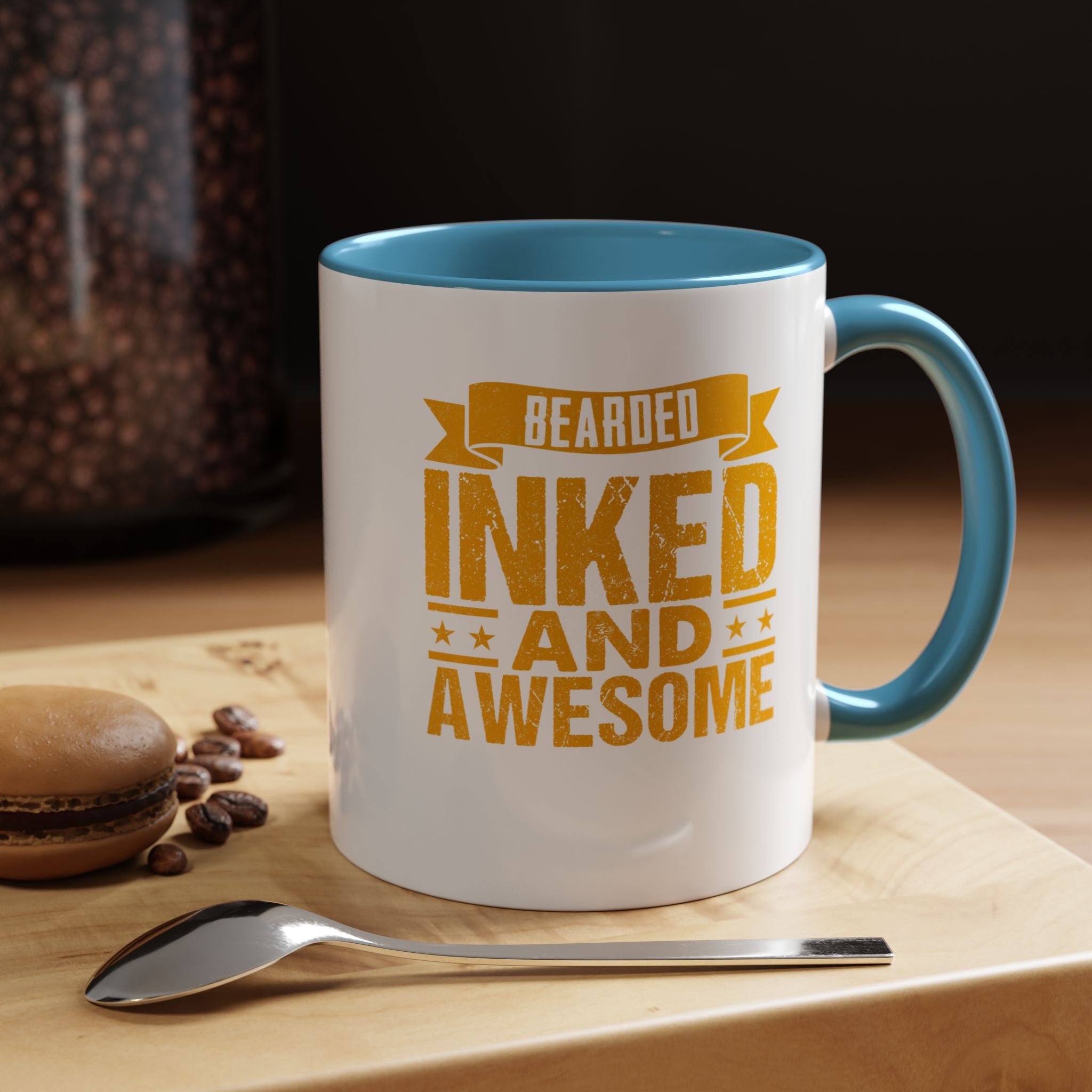 Bearded Inked and Awesome | Funny Coffee Mug, Sarcastic Tea Cup, Unique Gift Idea