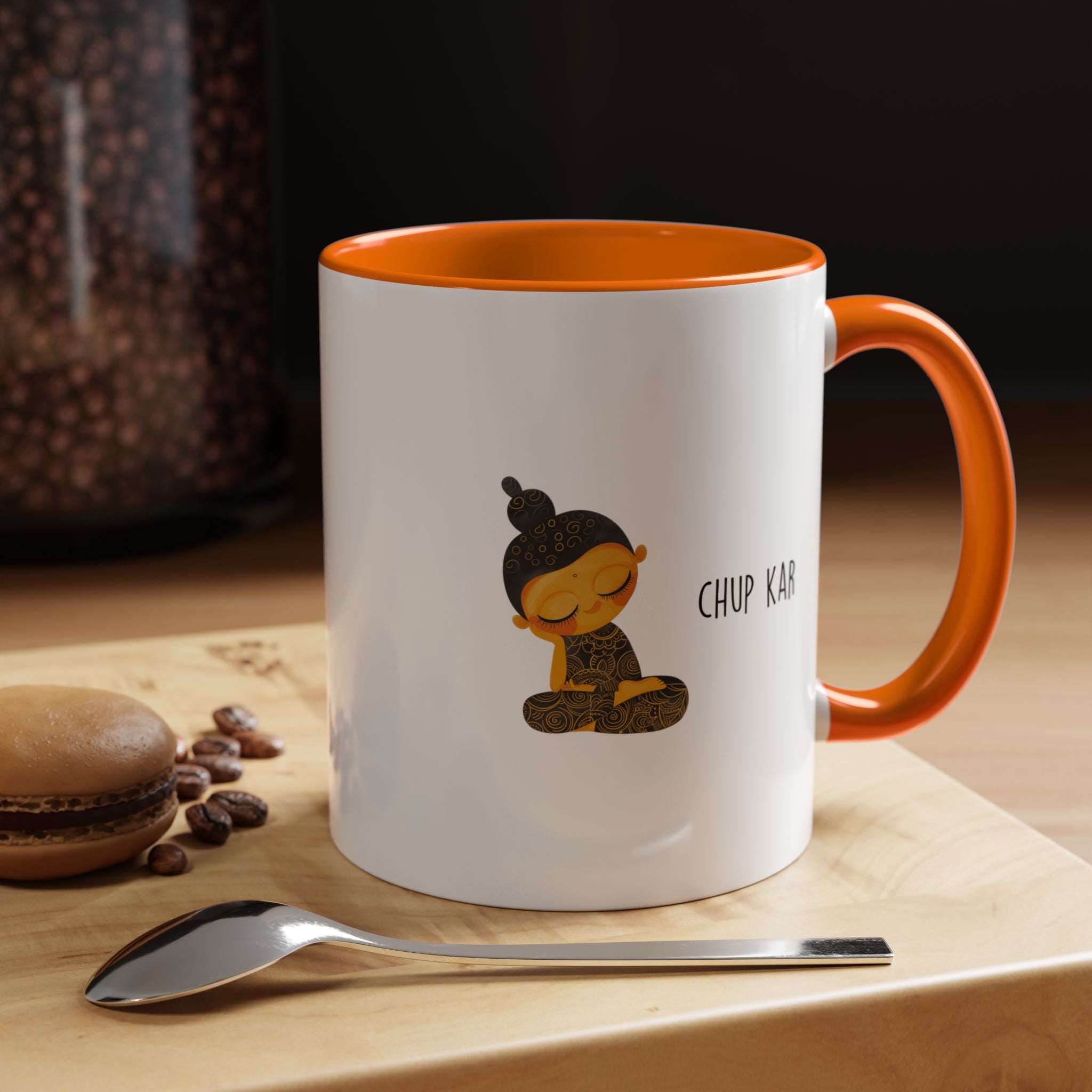 Funny Coffee Mug, Personalized Mug, Desi Roots Mug 'Chup Kar' Indian Pakistani Accent Chai Cup (11/15oz), Gift Under 20, White Elephant