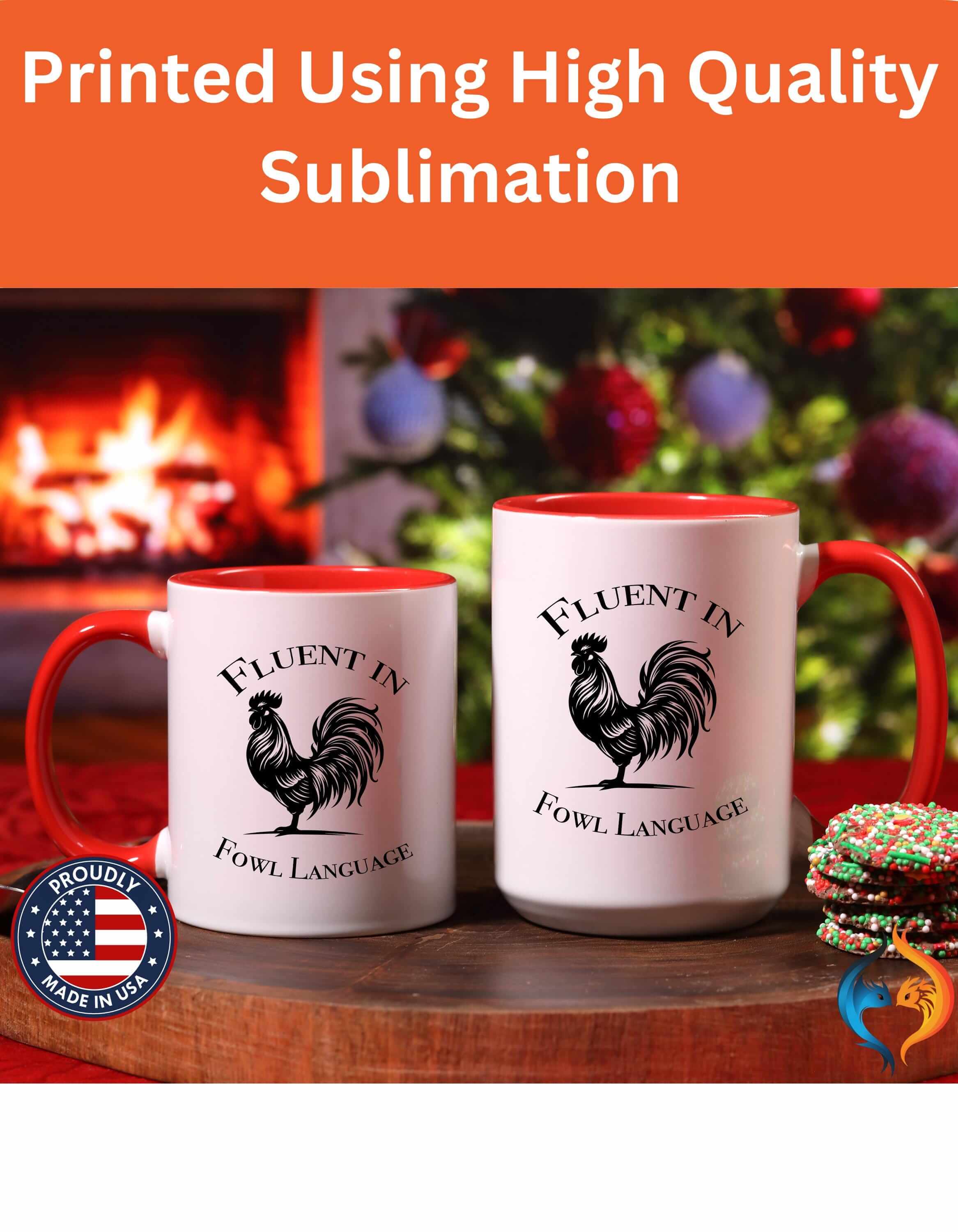 Fluent In Fowl Language 15Oz Under White Elephant Chicken Farm Love...