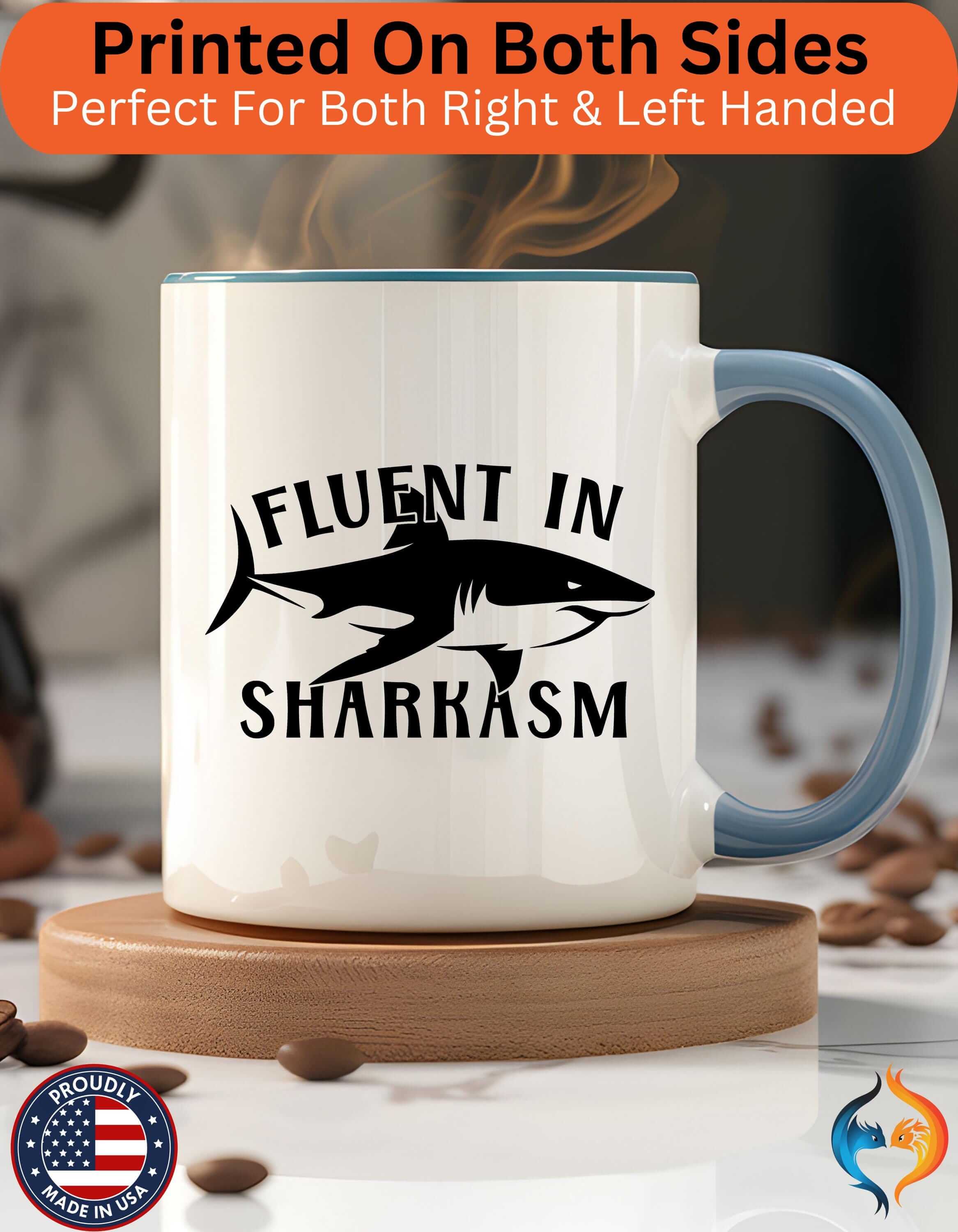 Fluent In Sharkasm 15Oz Under White Elephant Marine Animal Lover Pe...