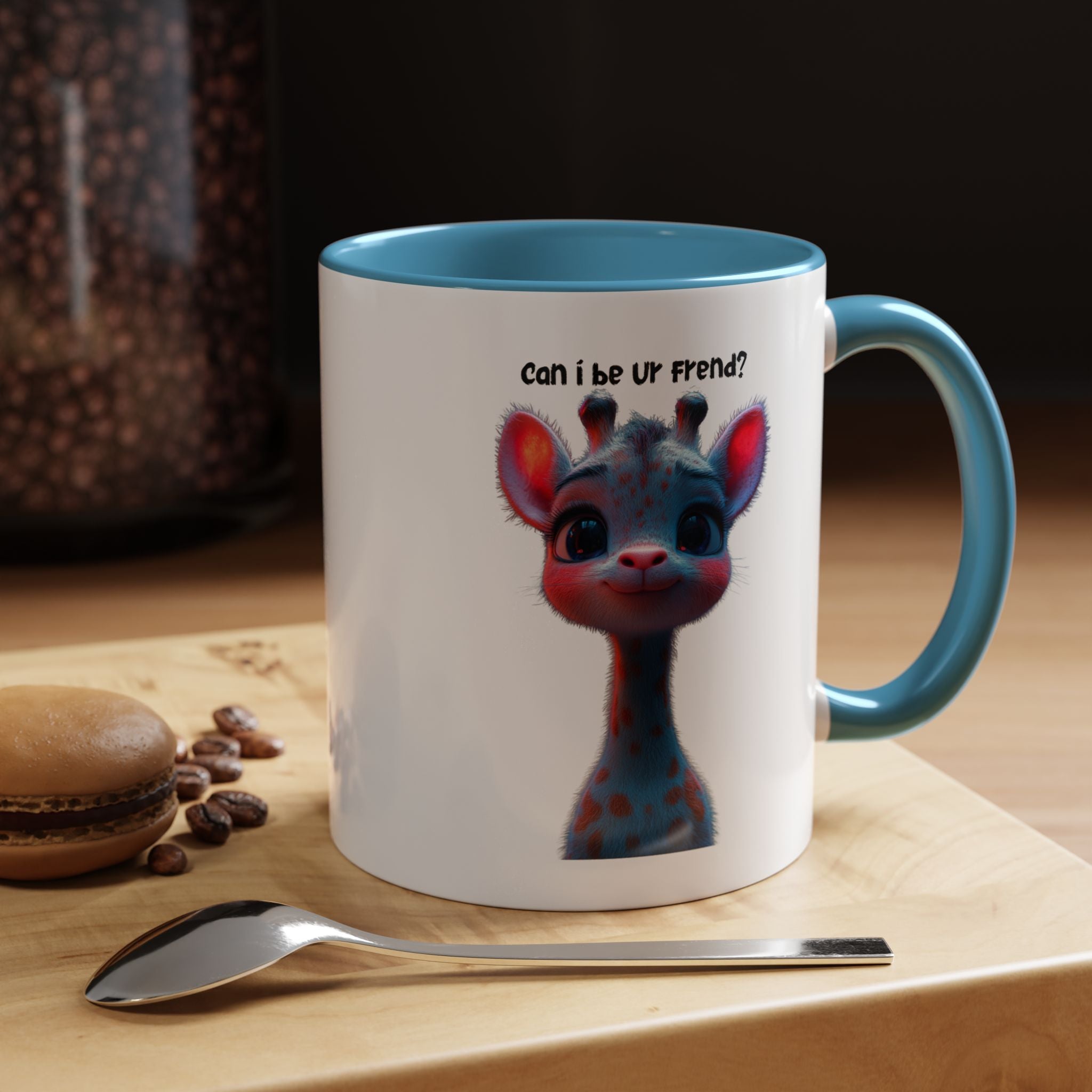 Funny Coffee Mug, Personalized Mug, Can I Be Your Friend, Cute Giraffe  Accent Coffee Cup (11, 15oz), Gift Under 20, White Elephant gift