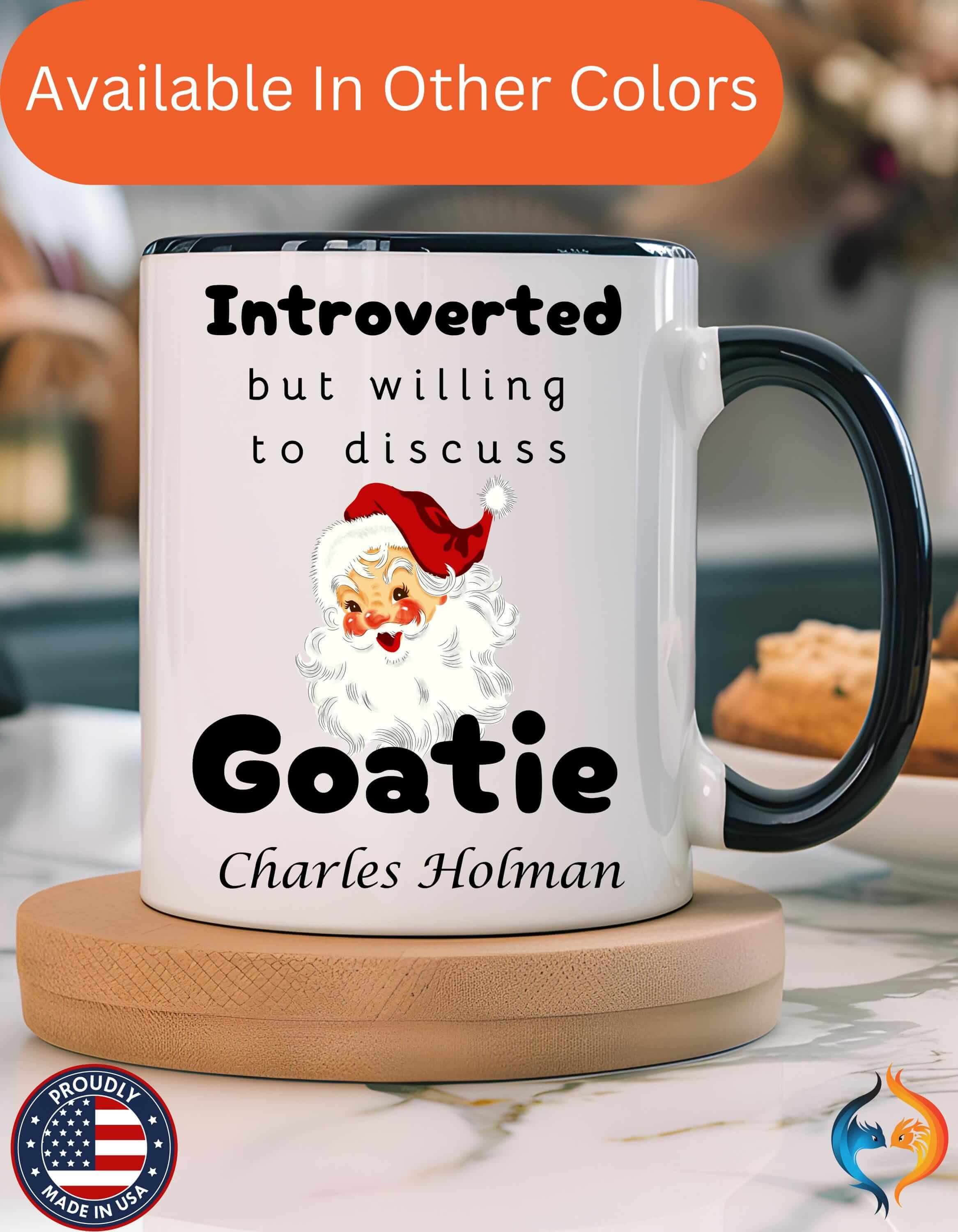 Funny Coffee Mug, Introverted But Willing To Discuss Goatie or Goatee, Santa Claus Beard Personalized Accent Coffee Mug (11 and 15oz)