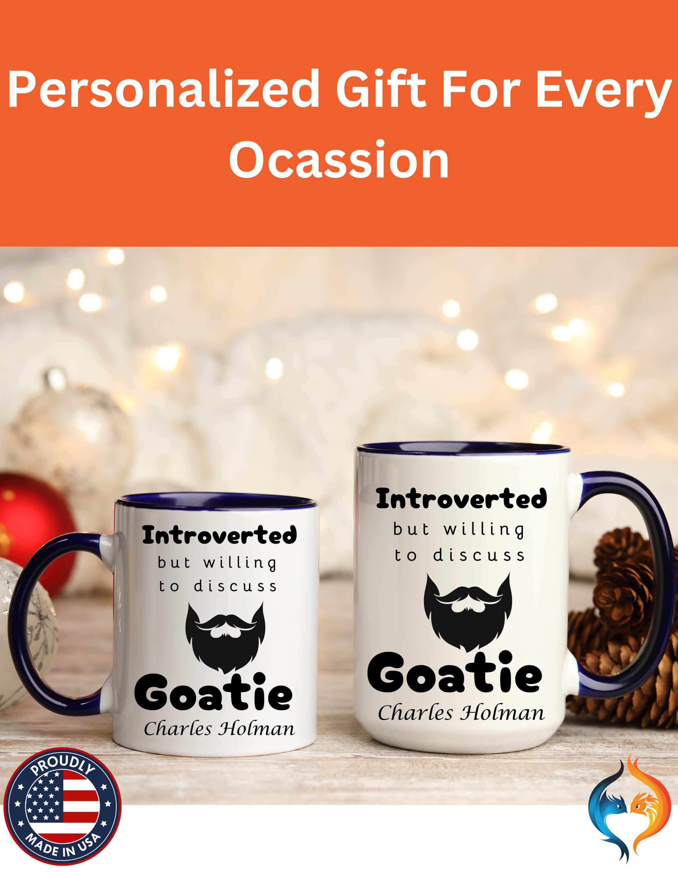 Introverted But Willing To Discuss Goatie 15Oz Personalized Funny Mug