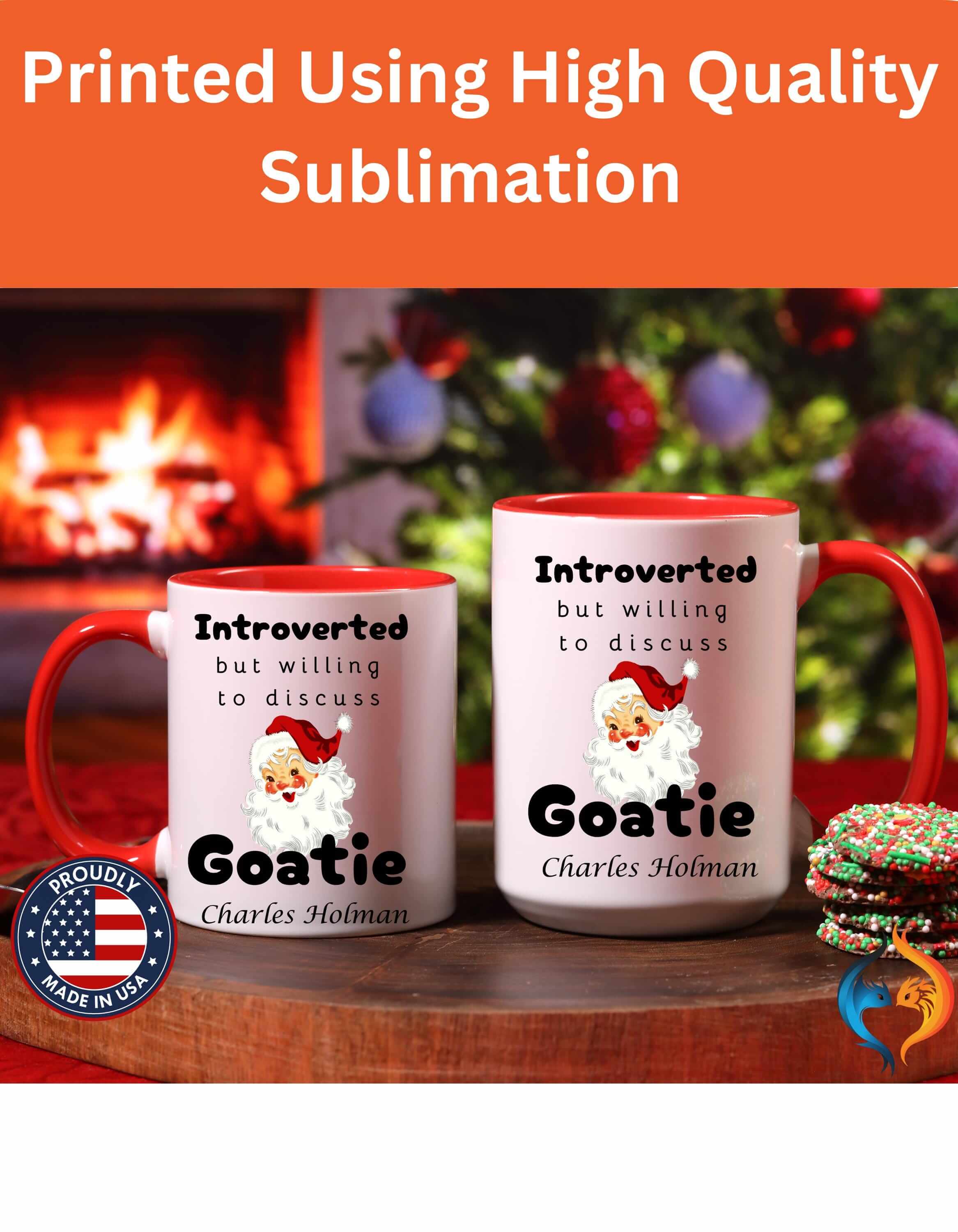 Funny Coffee Mug, Introverted But Willing To Discuss Goatie or Goatee, Santa Claus Beard Personalized Accent Coffee Mug (11 and 15oz)